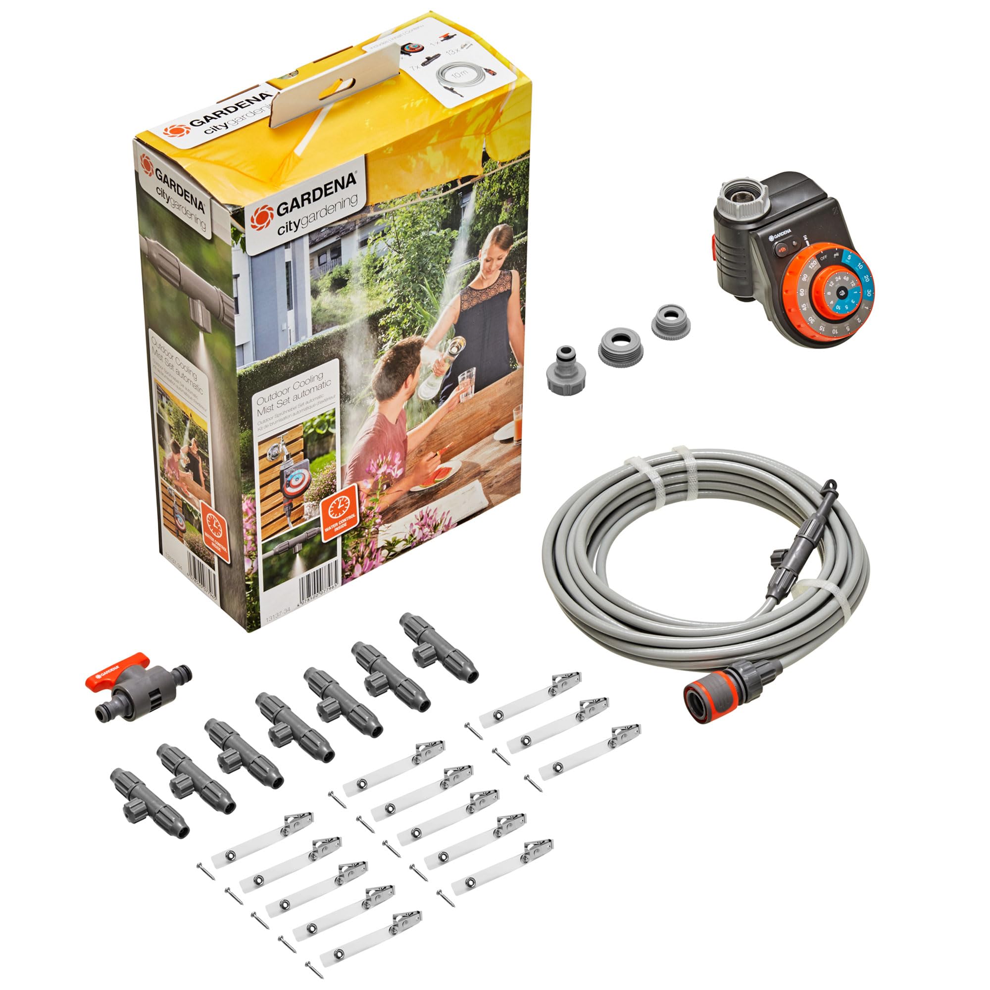 Gardena kit de brumisation pour jardin urbain : rafraîchisseur d'air avec programmateur d'arrosage – pour se rafraîchir quand il fait chaud (13137-20)