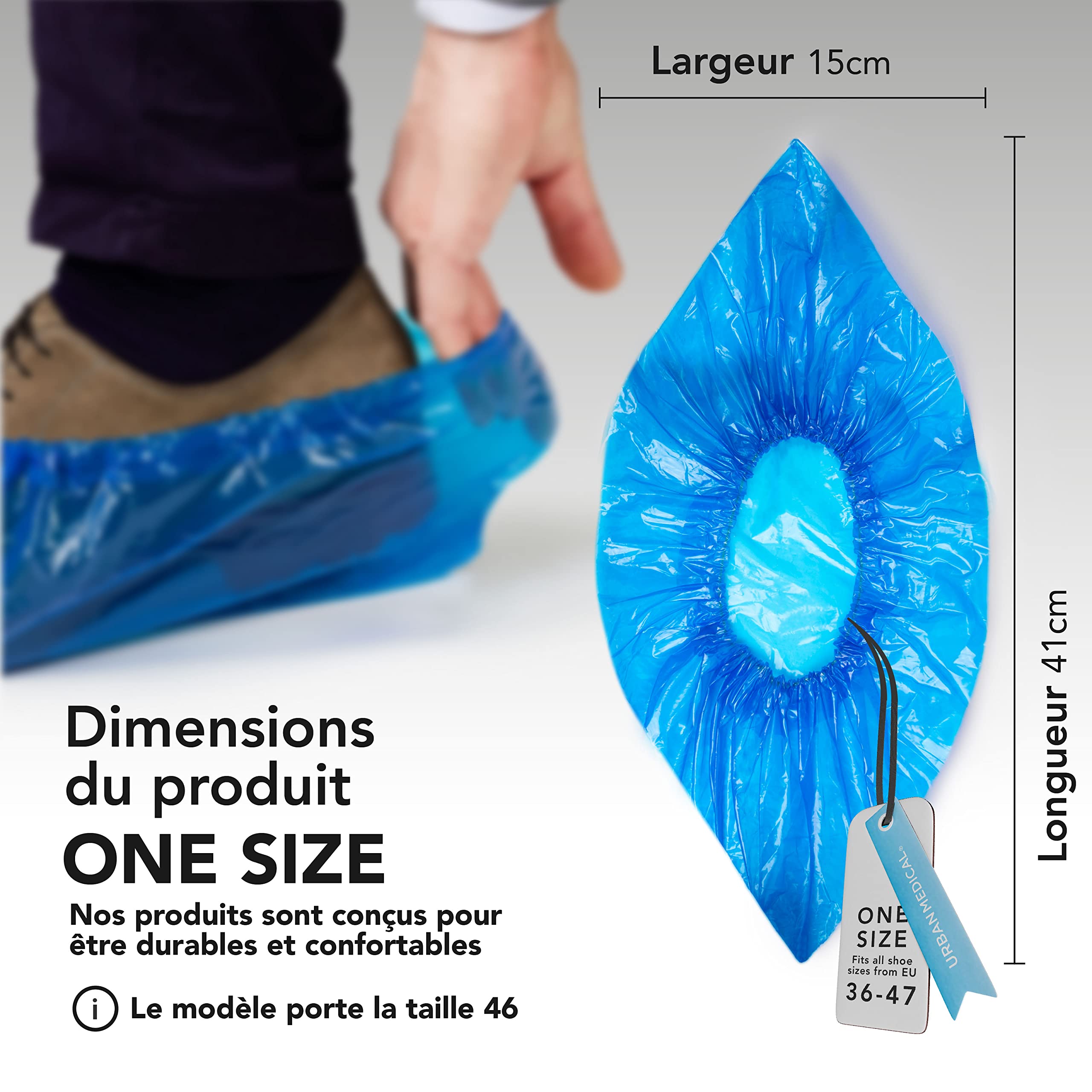 100x Surchaussures Imperméables Jetables/Réutilisables avec Semelle Antidérapante | SOLID DRY | Résistant Déchirure et à l'Abrasion | In- et Outdoor | Onesize - 5,5g par Couvre-Chaussure