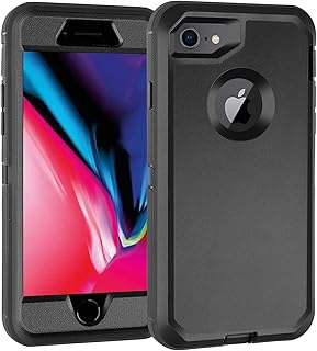 Case for iPhone 7/iPhone 8 with Screen Protector [Shockproof] [Dropproof] [Dust-Proof], 3 in 1 Full Body Rugged Heavy Duty Case Durable Cover for iPhone 7/8 4.7" (Black)