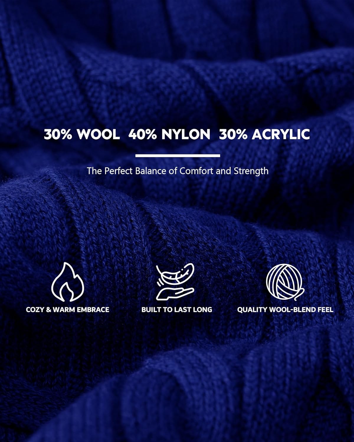 Kallspin Mens Quarter Zip Sweater Wool Blend Cable Knit Pullover Long Sleeve Casual Business Knitwear Fall Winter Top