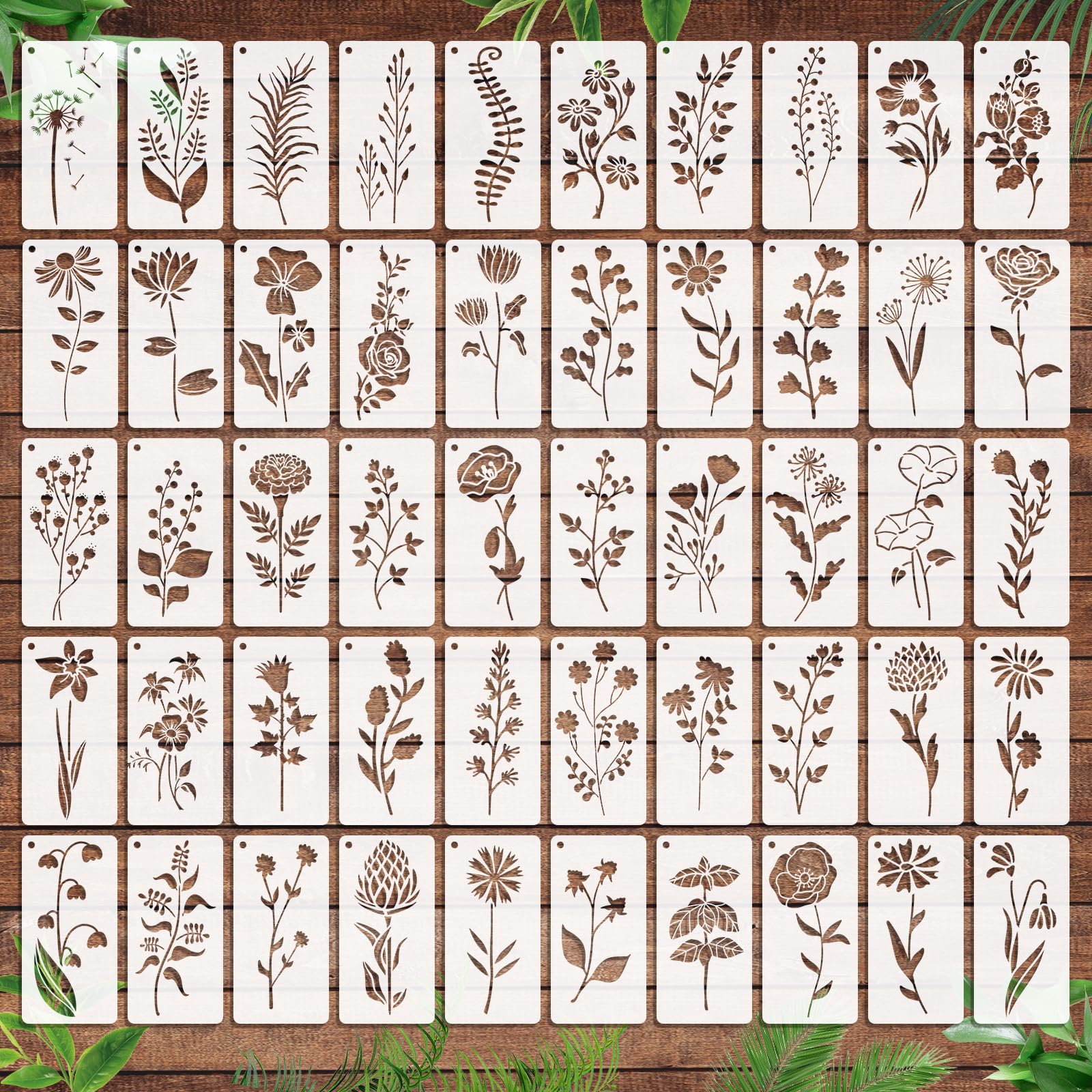 OOTSR 50Pcs Plants Painting Stencils