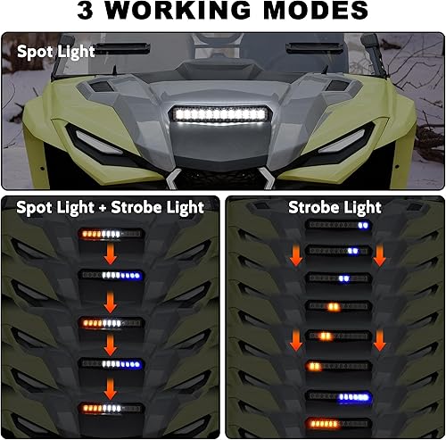 Miniatura 2 de SAUTVS Luz de capó para Yamaha RMAX 1000, luz LED para capó con lámparas estroboscópicas ámbar azul compatible con Yamaha Wolverine RMAX2 RMAX4 1000