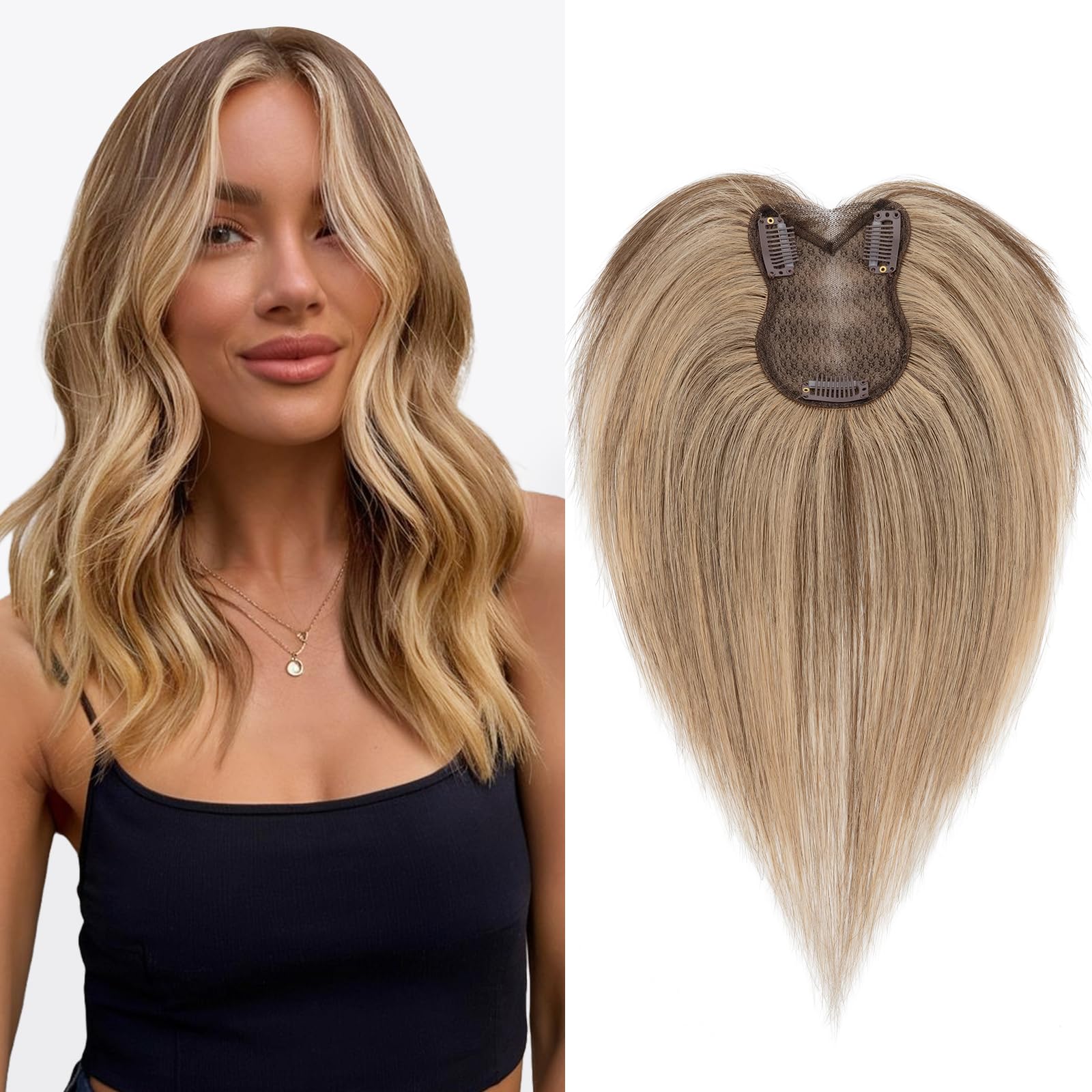 S-noilite Hair Toppers for Women Human Hair 8x11cm