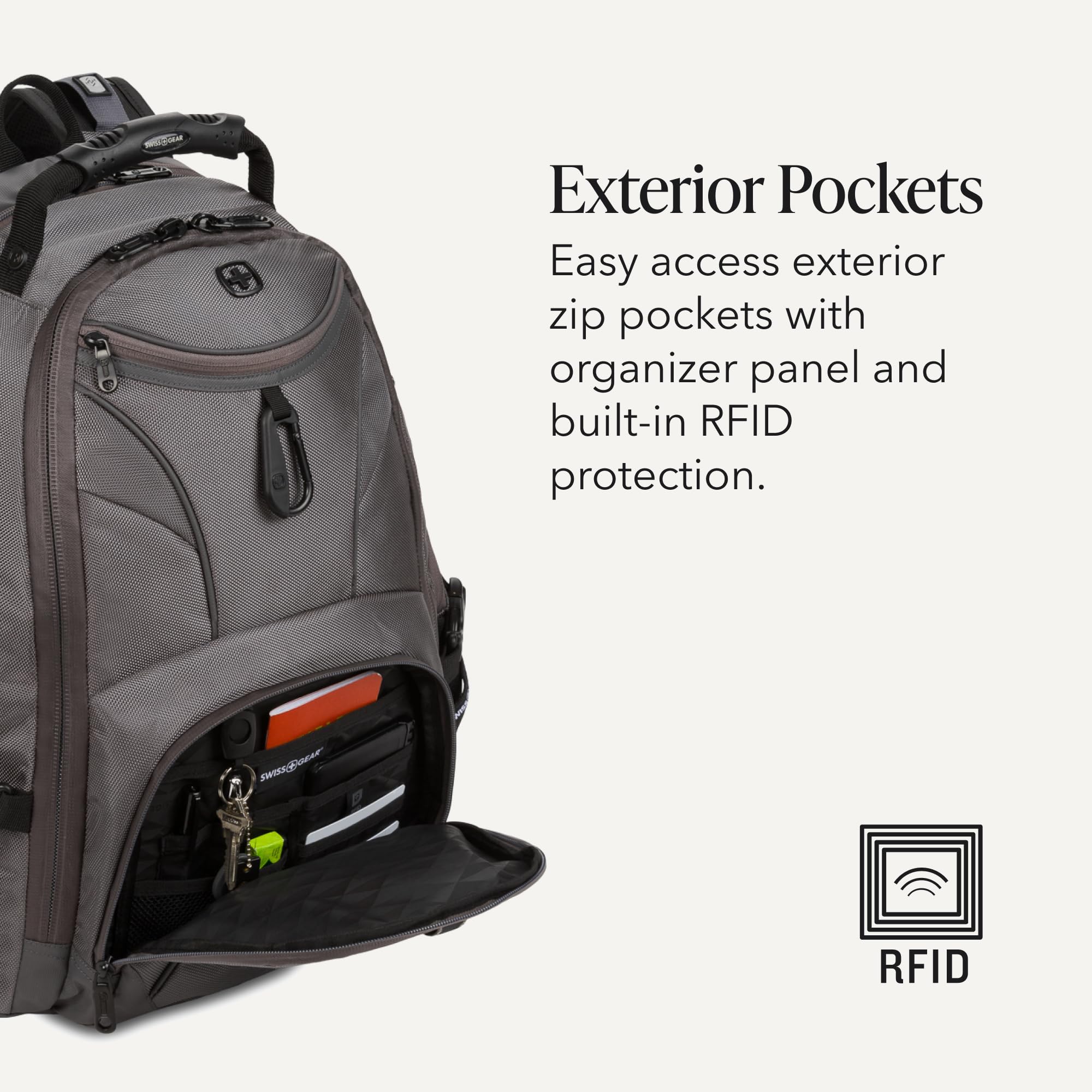 SWISSGEAR 1900 ScanSmart Laptop Backpack, Fits Most 17-Inch Laptops, TSA-Friendly Lay-Flat Design, RFID Protection, and Tablet Pocket, Black, 31L, 18.5-Inch view 4