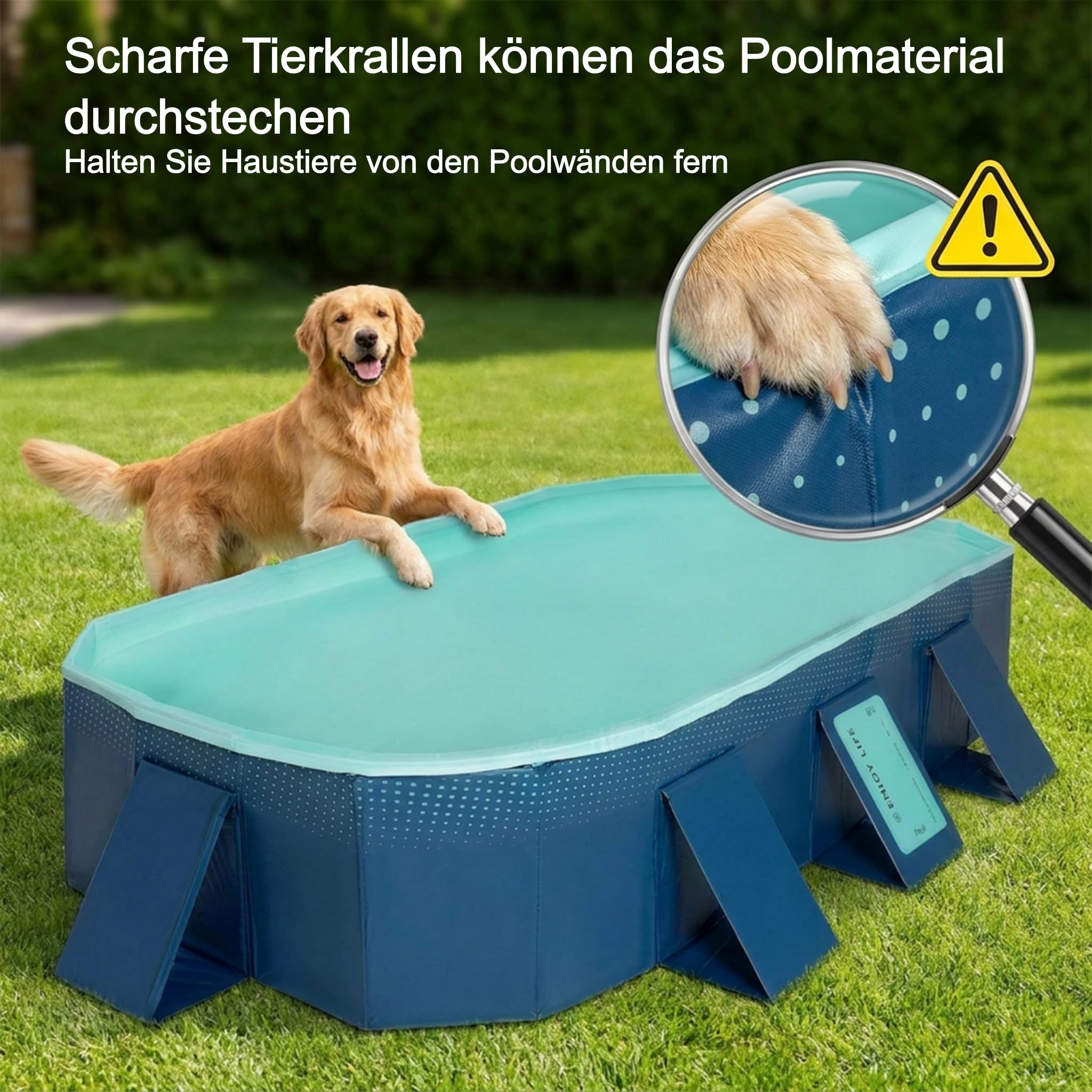 Faltbarer Pool Nicht-aufblasbarer Tragbarer Schwimmbad Verdickter Rutschfester PVC Schwimmbecken Kinderbecken zum Spielen Mit Hunden Und Haustieren Große Innen- und Außen Planschbecken 2.6M
