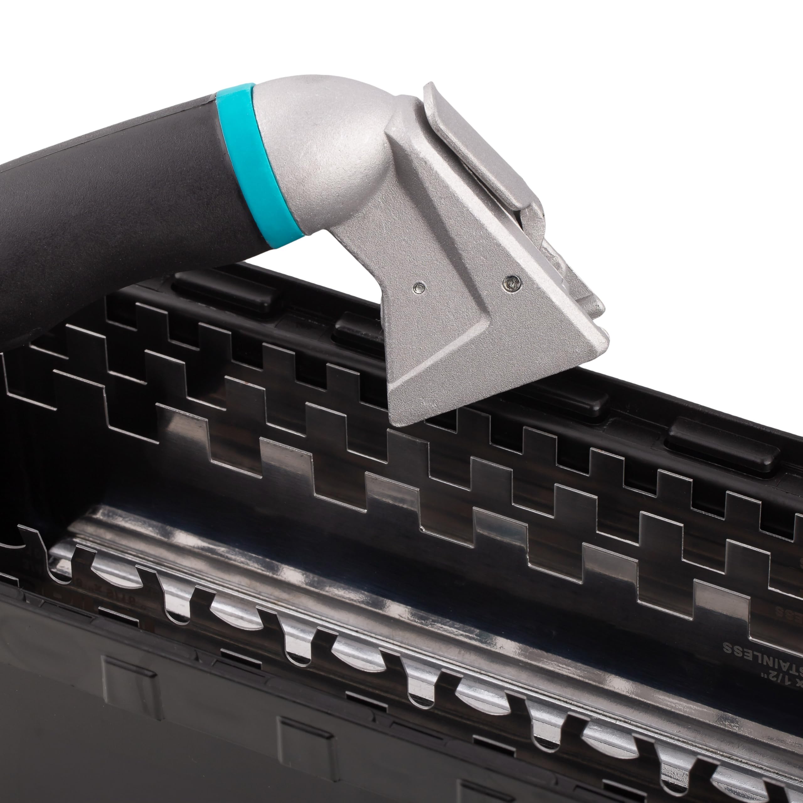 MIVOS Set di Frattazzi con manico staccabile e scatola per il trasporto - 6, 8, 10, 12 mm, Tipo U, tipo Tiger - 6 Frattazzi dentati - Frattazzi in acciaio inox con impugnatura morbida - Cazzuola
