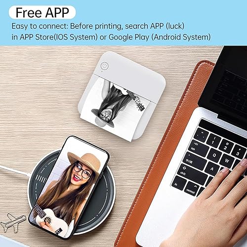 Label Making Machine, Multifunctional Portable Thermal Printer, Mobile Phone Bluetooth Sticker Printer, Children's School Supplies Photo Stickers, Note Labels(Pink)(Blue)