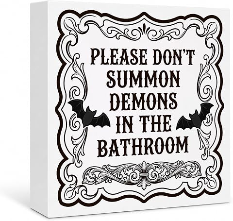 Gothic Halloween Wooden Box Sign with Demon Quote