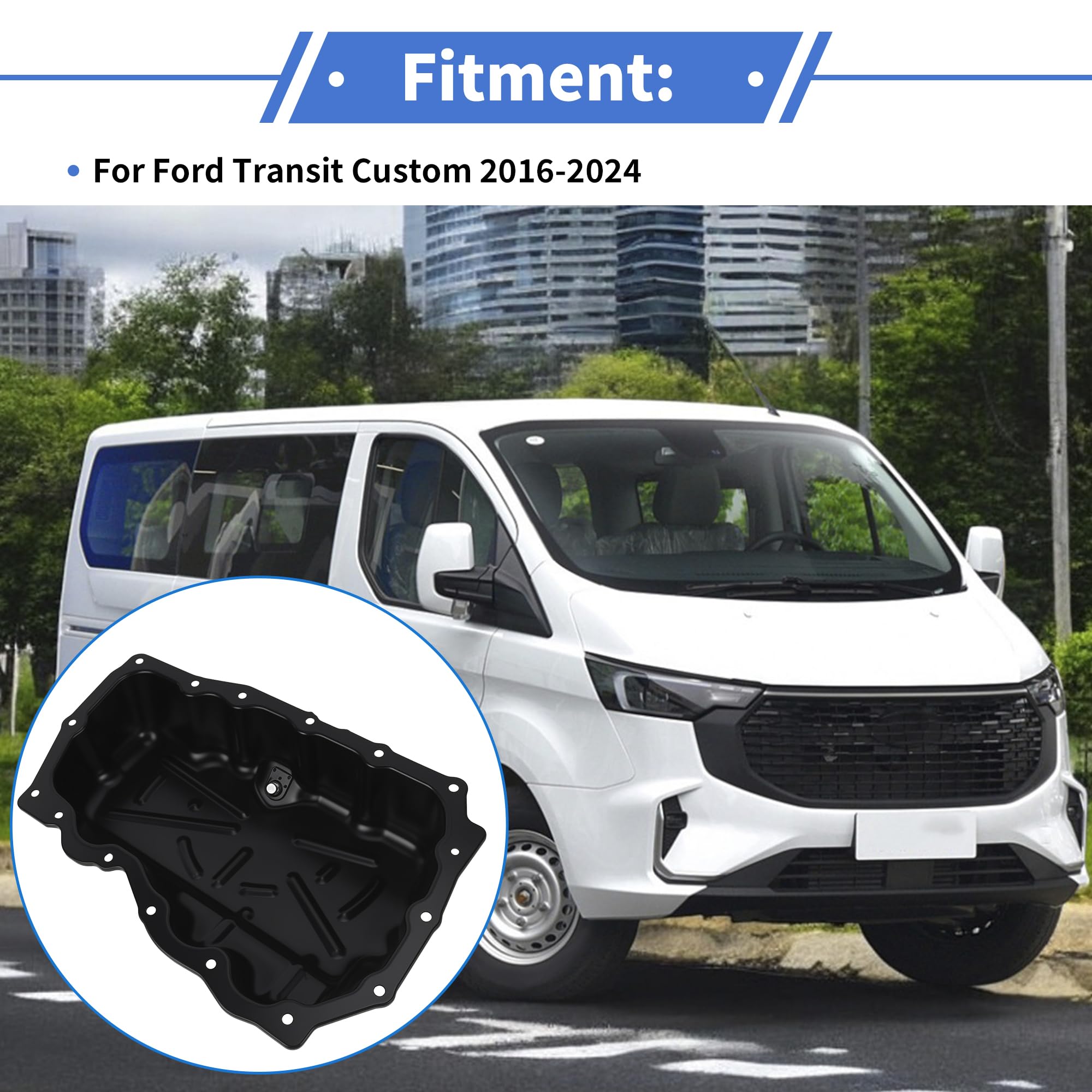 Cárter De Aceite Para Ford Transit Custom 16-24 1PC | Color Negro, Material Hierro, OE GK2Q6675AA Y 2011593, Reemplazo Directo, Solución Para Fugas Y Sobrecalentamiento