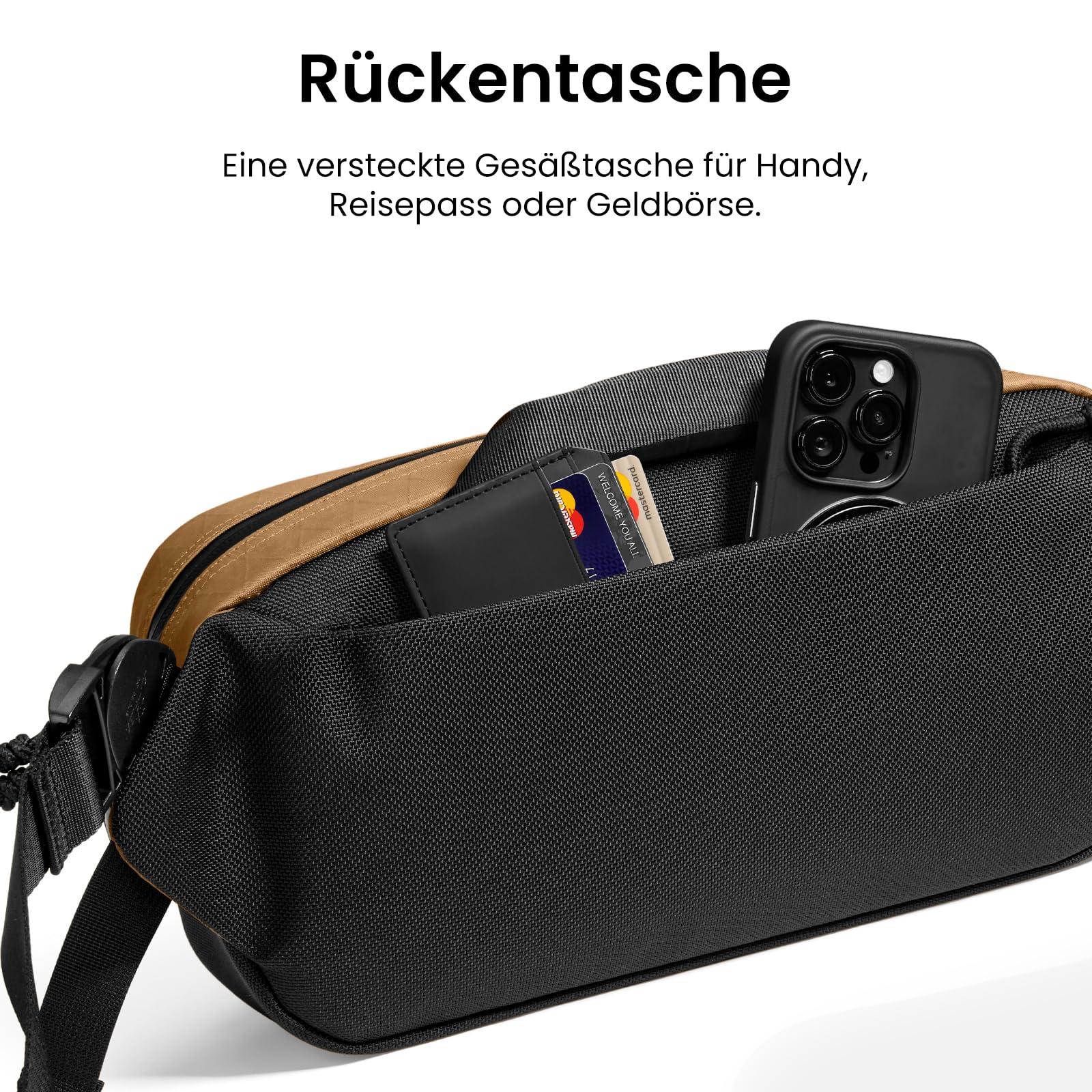 tomtoc X-Pac Nylon Sling Bag 5,5L Für Herren, Robuste EDC Umhängetasche | Passend Für ROG Xbox Ally (X), Switch 2 2025, Steam Deck, iPad Mini Und Zubehör, Crossbody Tasche Für Alltag, Wandern, Reise