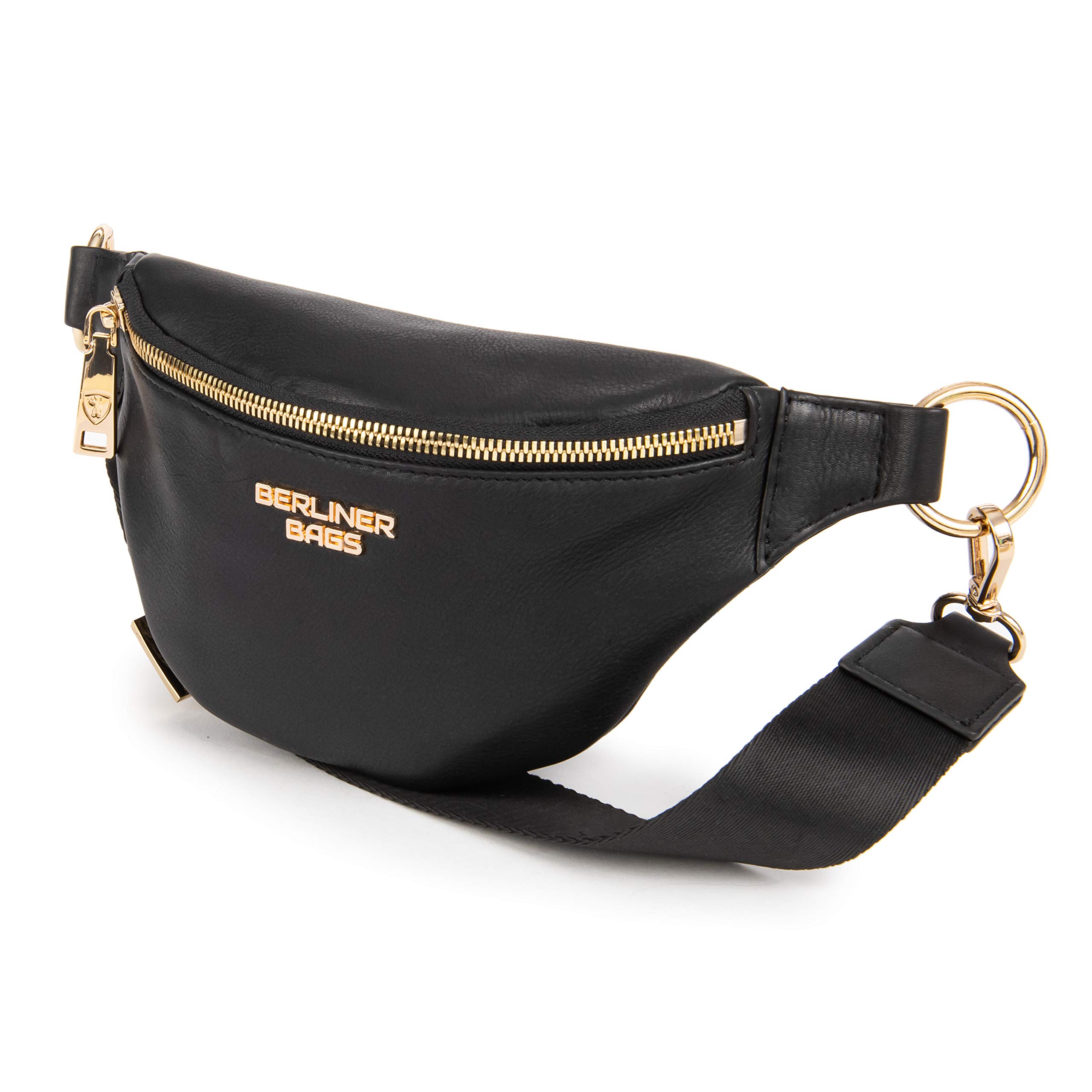 Berliner Bags Premium saszetka biodrowa Mona Fanny Pack ze skóry na ramię damska męska, czarny/żółty, M