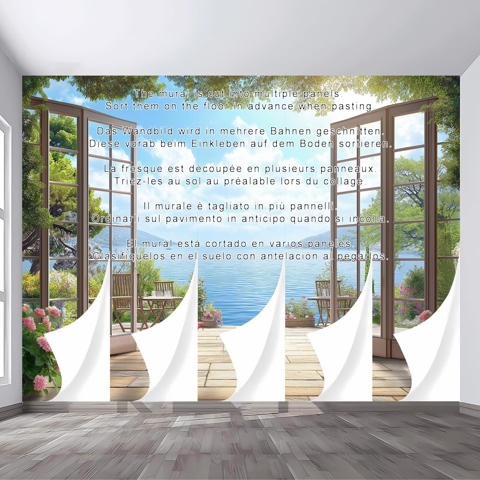 Papel tapiz fotográfico Mural Autoadhesivo 400x280cm | Decoración De Pared Sala Cuarto | Vista De La Terraza 3D - Vista Al Mar