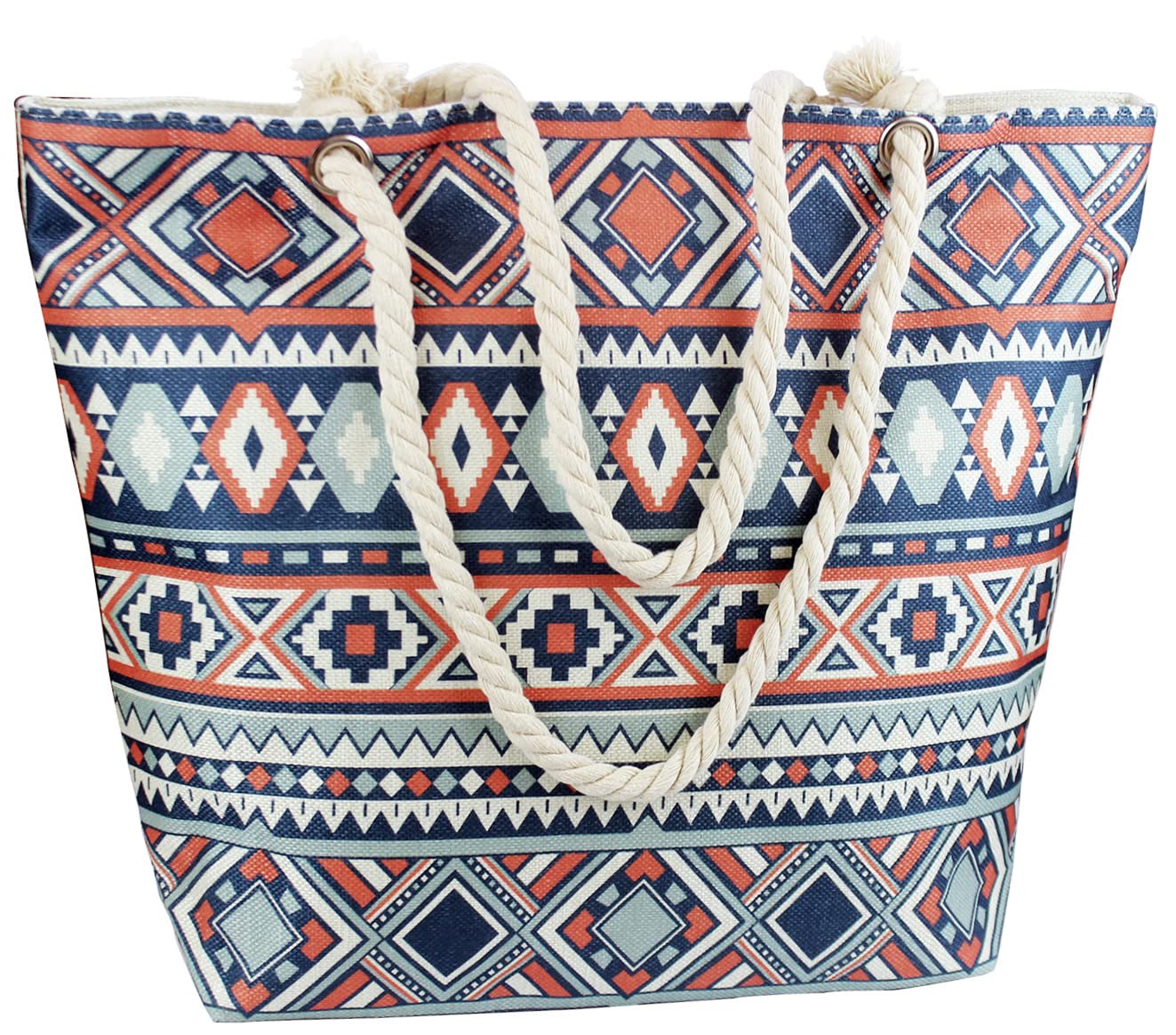 FUREINSTORE Bolsa de Playa Grande para Mujer, Bolso Hombro Mujer Playero Viajes, Compras, con Cremallera Asas y Cuerda, Transpirable Lavable Tejidos y Artesanales Hermosos Diseños Variados