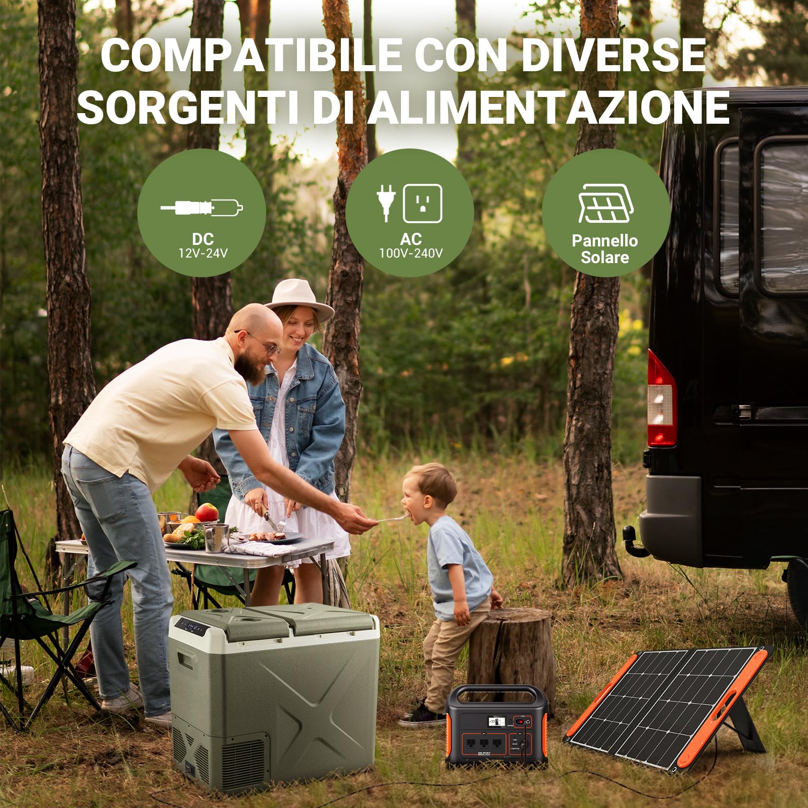 AAOBOSI Frigo Portatile 40L,Frigorifero Portatile 12v 220v Di Controllo,Frigo Da Campeggio 12/24V DC E 100-240V AC,Per L'Auto e La,RV,Viaggi