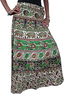 Mogul Interior Women's Wrap Around Cotton Printed Long Skirt One Size