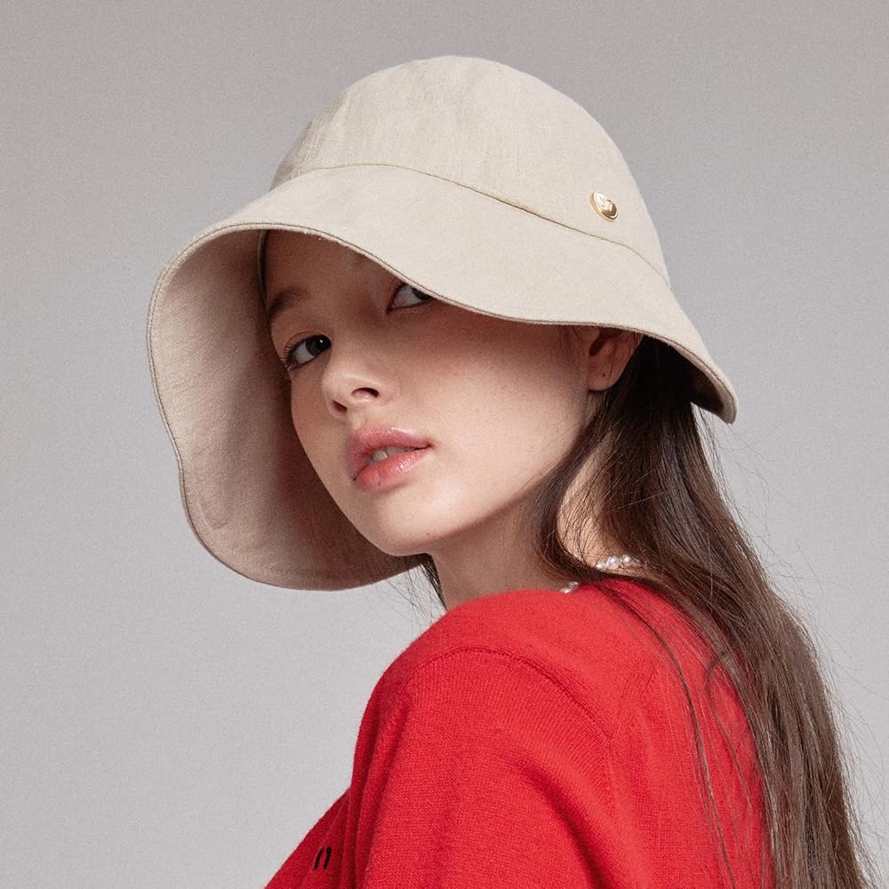 WHITE SANDS MOJA Linen Victorian Bonnet Hat Sun Cap, Foldable