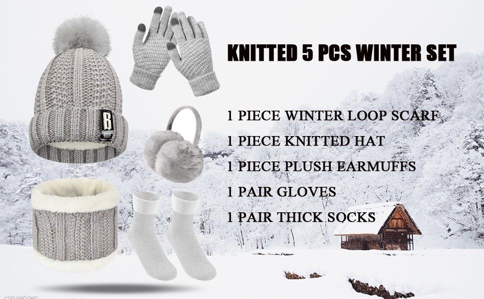 Tuopua wintermuts handschoenen dames warme beanie winter muts gebreide muts sjaal gebreide handschoenen verdikte sokken pluche oorbeschermers combi set geschenk voor outdoor sport warmte - Image 8