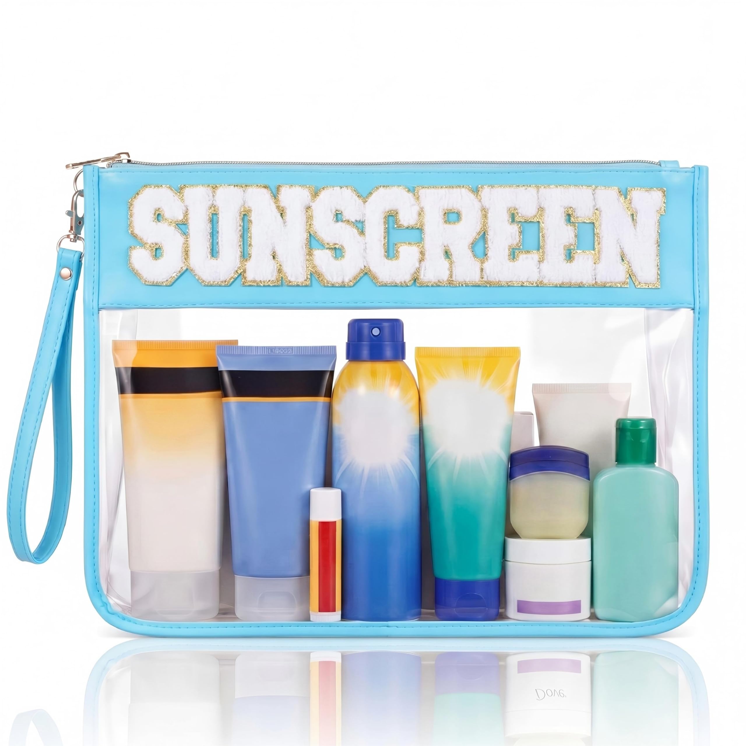 Transparente Make-up-Tasche, PVC, wasserdicht, Aufbewahrungstasche mit Reißverschluss, tragbarer Organizer für Geschenke, für Sommer, Strand, Reisen, Sonnenschutz
