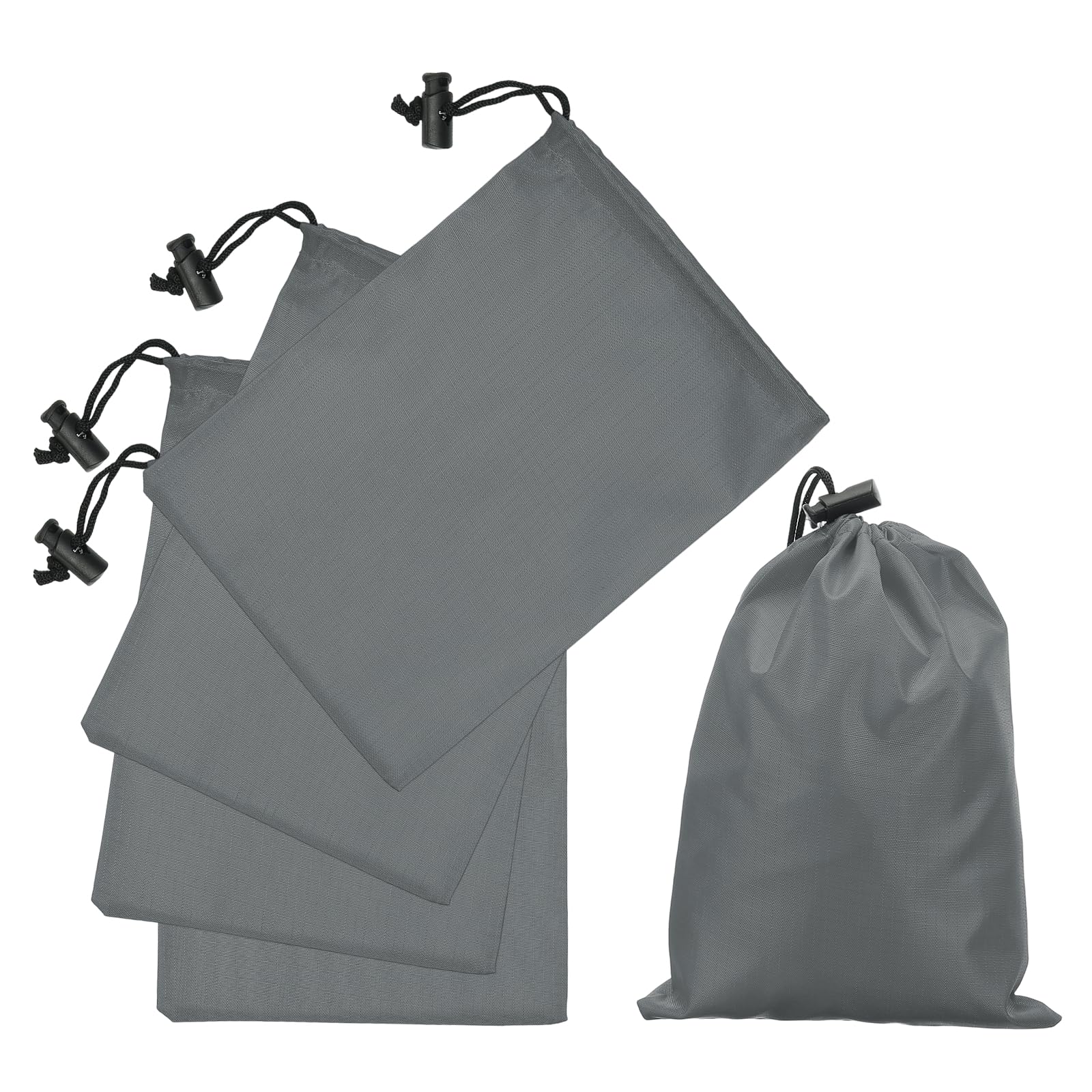 sourcing map 5Pcs 210D Polyester Drawstring Bag with Toggle, 6 x 8 Inch Waterproof Travel Storage Bag Foldable Stuff Sack Cinch Sack for Gym Travel Clothes Organizer, Dark Gray