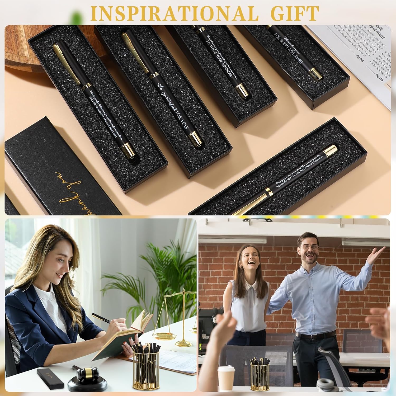 PerKoop 30 Set Thank You Pen Employee Appreciation Graduation Ballpoint Pen with Engraved Inspirational Quotes with Box for Nurse Appreciation Week Teacher Office Black Ink(Black,Mixed) - Image 6