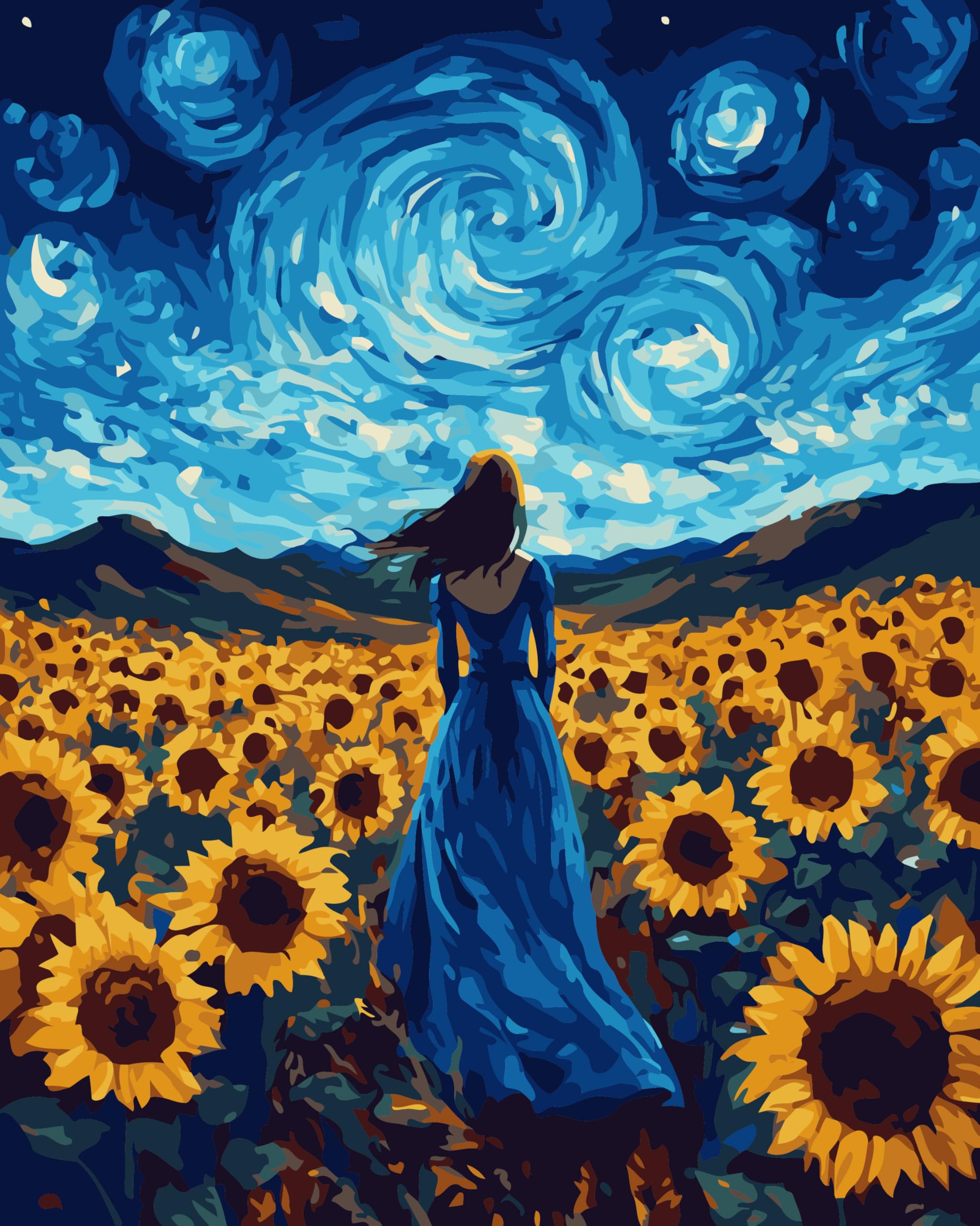 CaptainCrafts Paint by Numbers, DIY Oil Painting Paint by Numbers for Adults Beginner Canvas Acrylic Paint by Numbers Kits Arts Craft Set 16x20 Inch (Frameless, Sunflower Garden Girl) — image 1