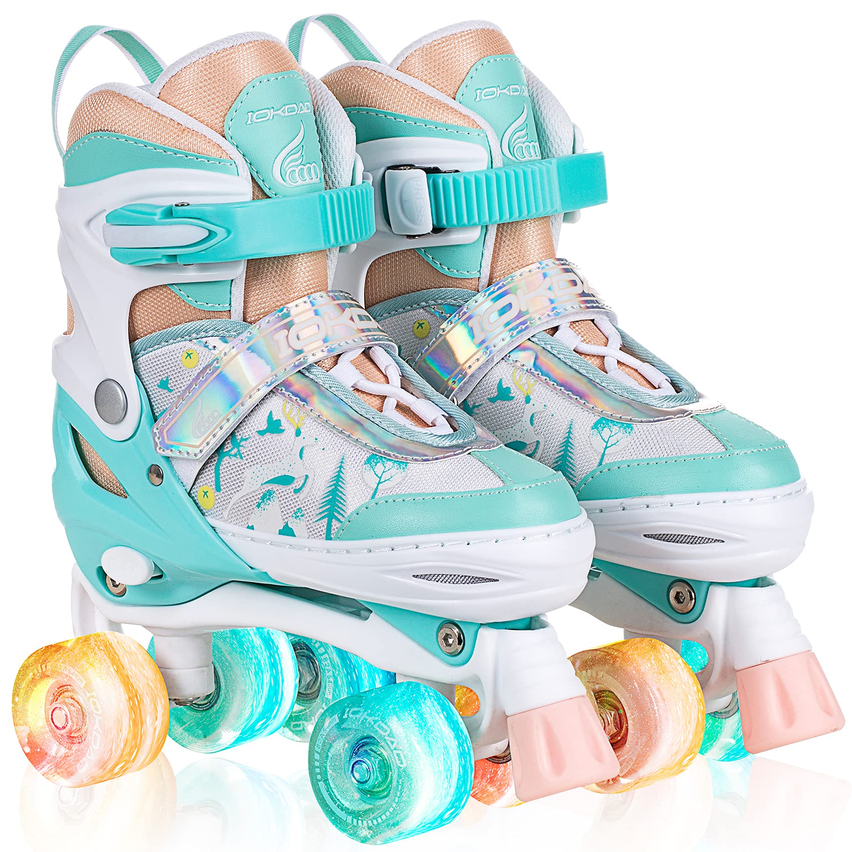 Roller Skates for Kids Girls Boys, 4 Sizes Adjustable Toddler Kids Roller Skates with Light Up Wheels for Indoor and Outdoor