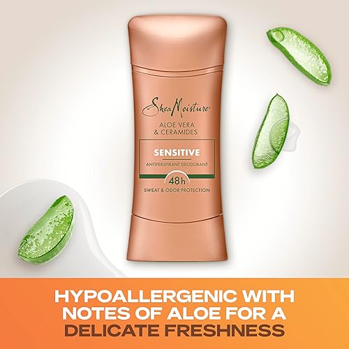 Miniatura 5 de SheaMoisture Desodorante antitranspirante en barra de aloe vera sensible y ceramidas, 2 unidades para protección contra el sudor y el olor 48HR sin