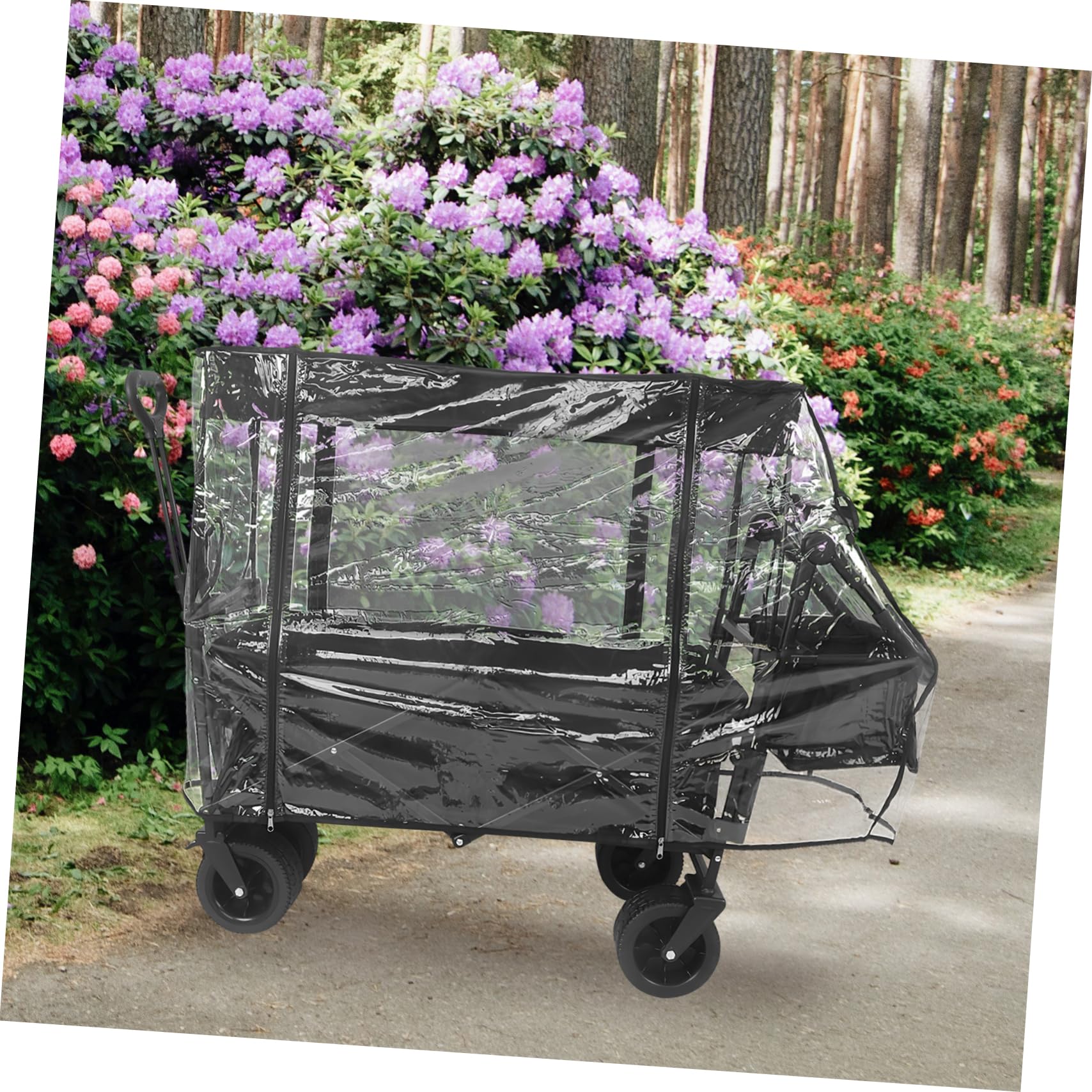 Cabilock Transparente Pvc Regenabdeckung für Wagen und Gartenwagen Faltbar mit Sonnenschutz Universelle Outdoor Abdeckung für Picknick und Camping