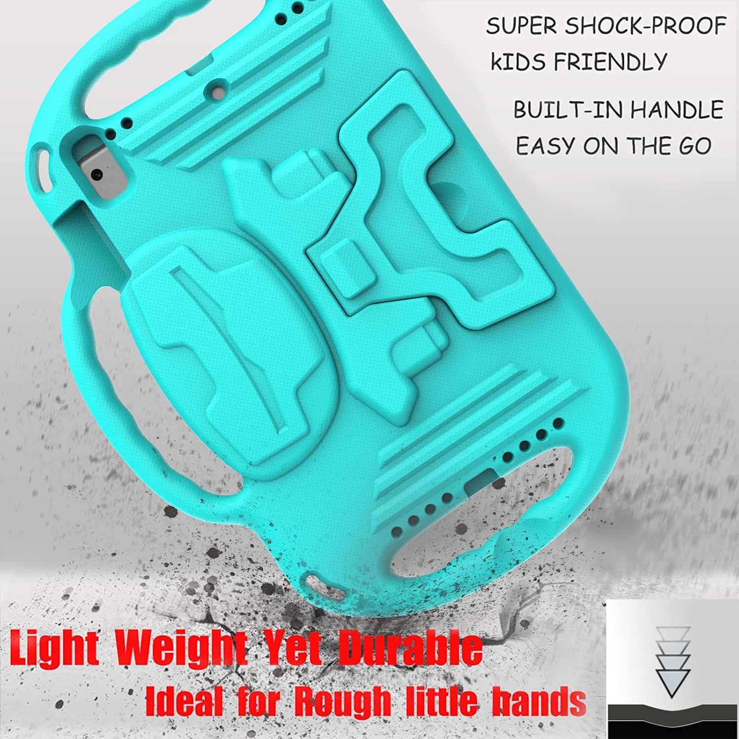 LTROP iPad 6th Generation Case, 9.7 iPad Case 2018, iPad 9.7-Inch Case - Light Weight Shock Proof Handle Stand Shoulder Strap Kids Case for 9.7 inch iPad 6th Gen/ 5th Gen/Air 2/ Air - Turquoise