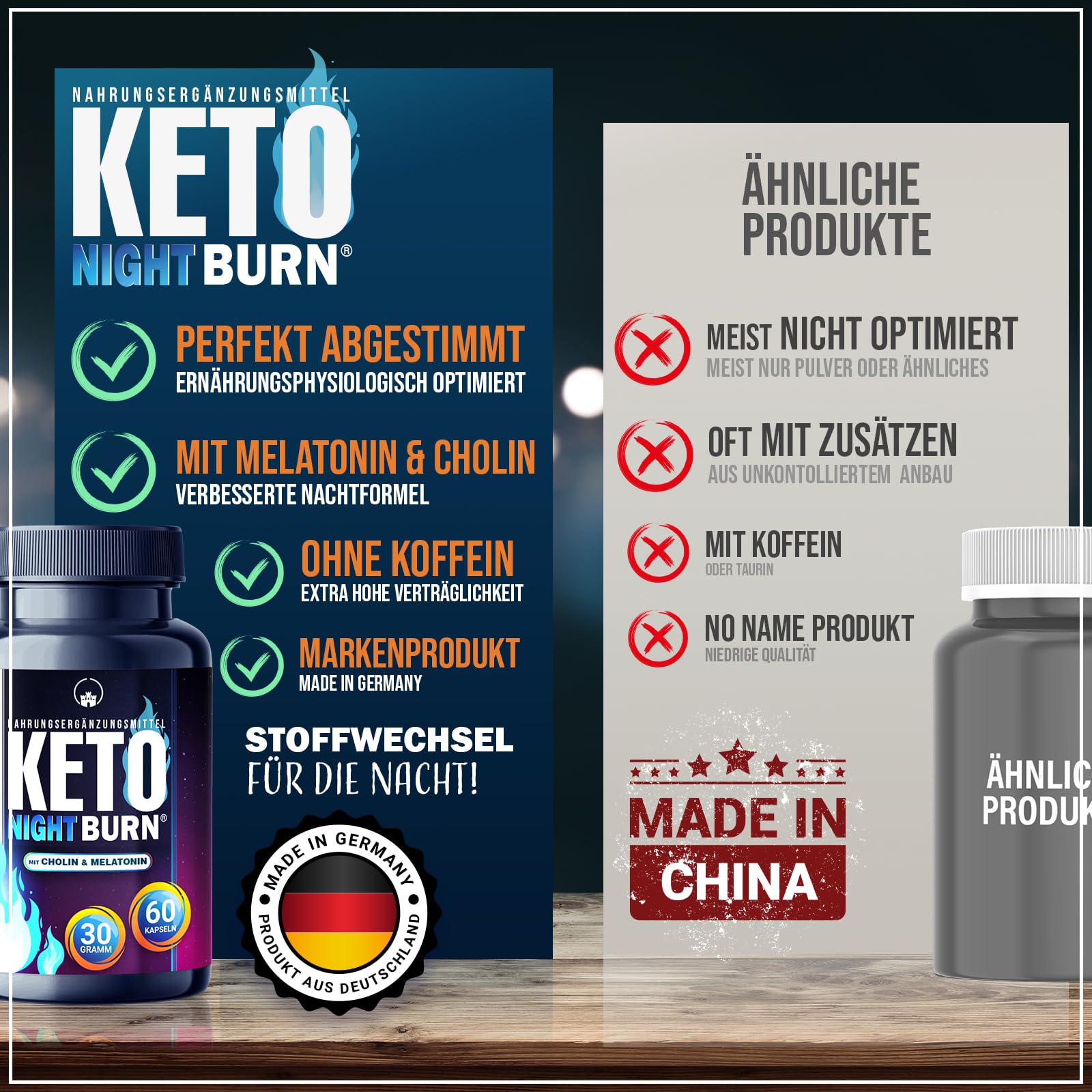 NEU: Saint Nutrition® KETO NIGHT BURN 3er Variante mit Melatonin 0,5 mg und Cholin für die Nacht – schnell & endlich - verbesserte Formel für Frauen + Männer