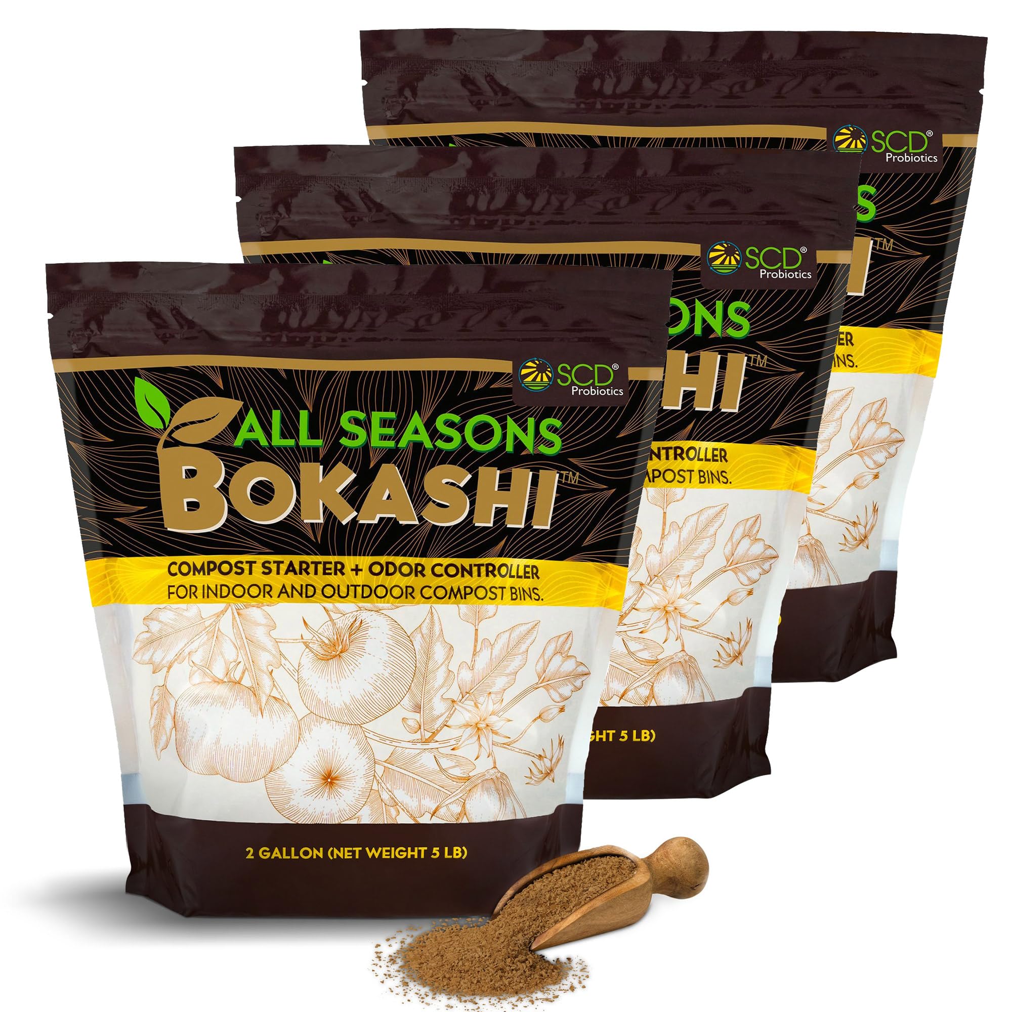 All Seasons Bokashi Compost Starter - Dry Bokashi Bran for Kitchen Compost Bin - Compost Food & Pet Waste Quickly & Easily with Low Odor by SCD Probiotics (16.5 lb)