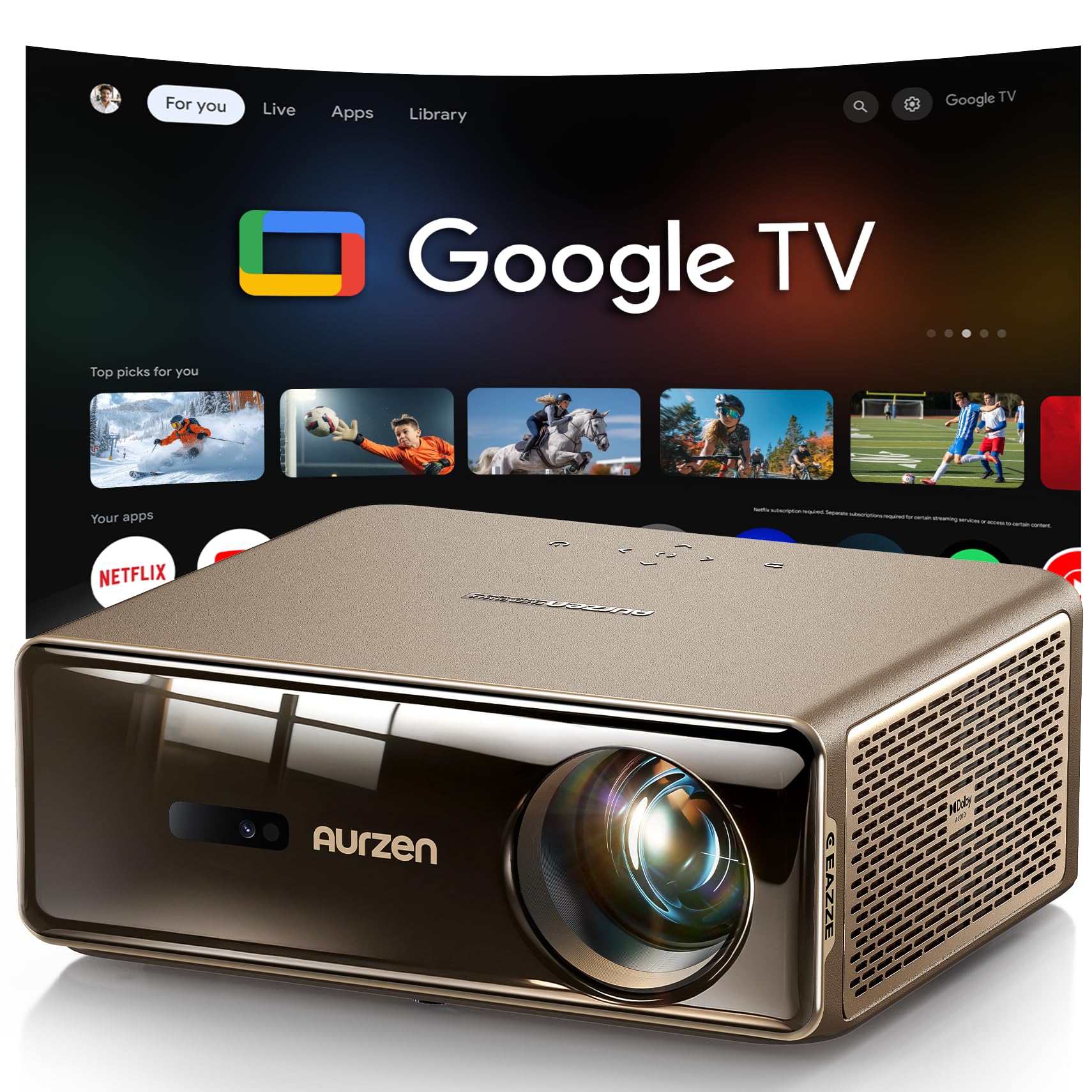 Aurzen EAZZE D1 MAX Upgraded Google TV Smart Projector 4K