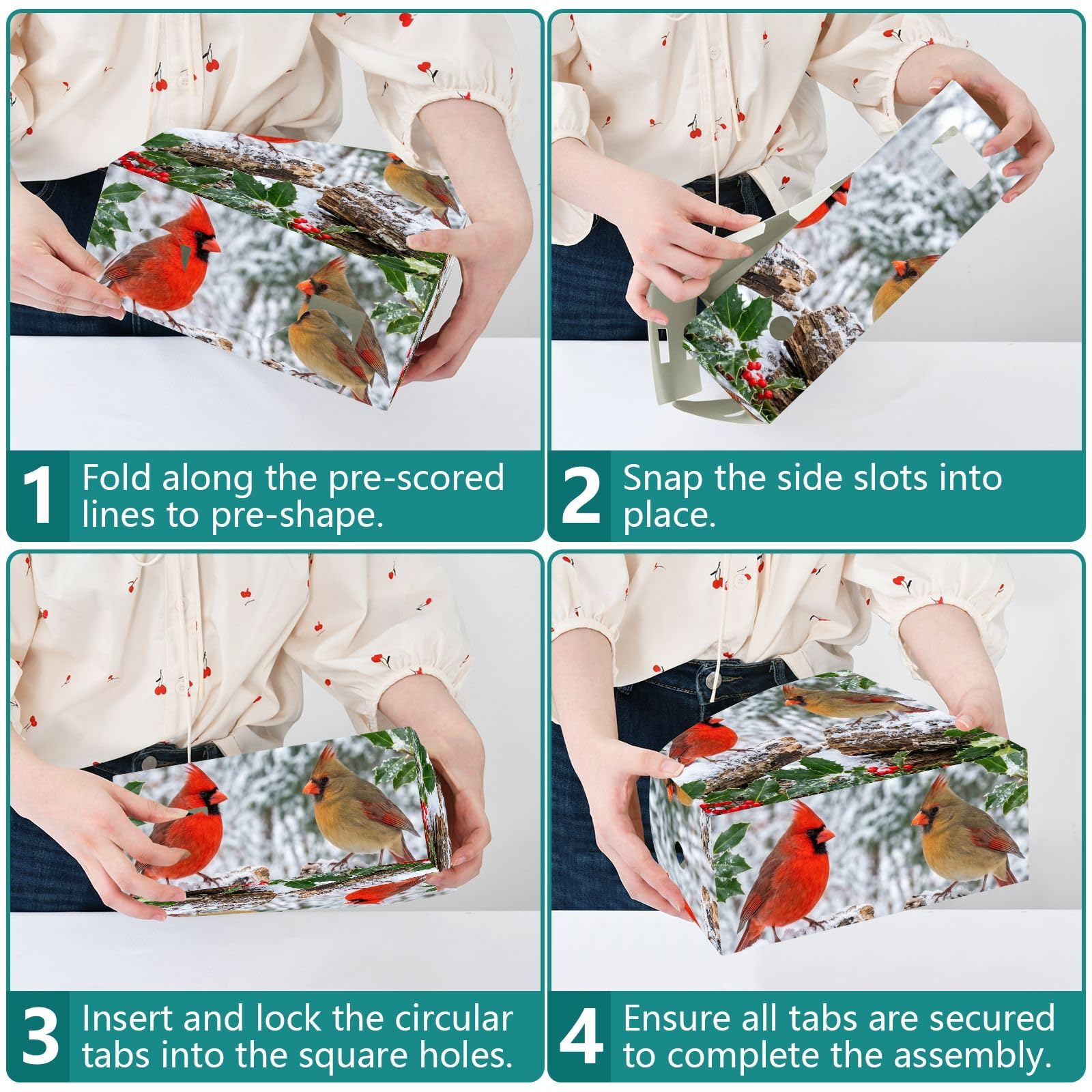Winter Bird Red Paper Organizer per scrivania
