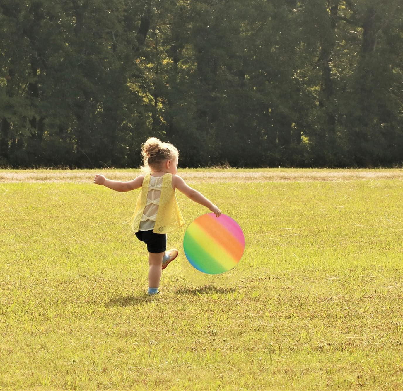 16" Playground Balls for Kids - Huge Rainbow Rubber Bouncy Kickball, for Outdoor Dodgeball Play Jumbo Toddler Playground Ball - Pump Not Included by 4E's Novelty : Toys & Games