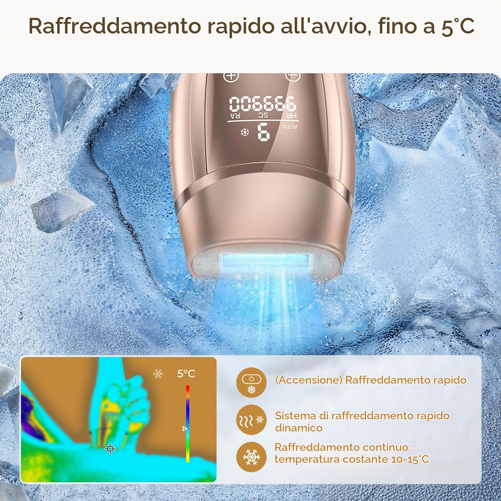 Deplite 21J Epilatore Luce Pulsata con Funzione di Raffreddamento, Epilatore Laser indolore per Donna e Uomo, 9 Livelli di Energia, 999,900 Flashes Luce Pulsata IPL per, Corpo, Ascelle, Bikini