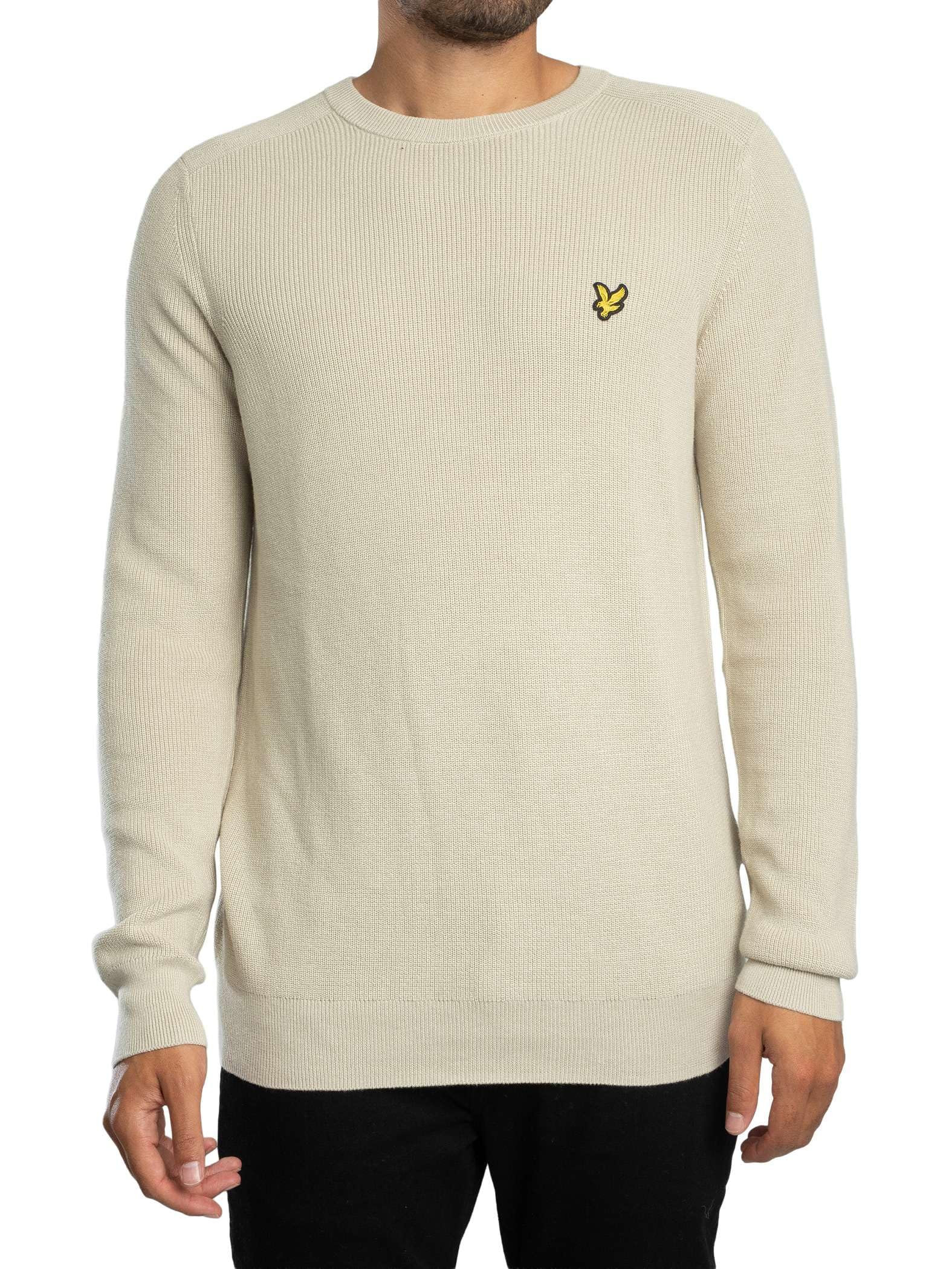 Lyle And Scott Men's Grey Taupe Ribbed Crew Neck Raglan Sleeve Sweater  2XL