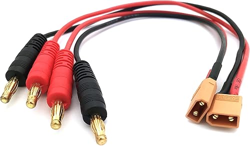 Miniatura 3 de FLASH HOBBY Cable de carga de batería RC XT30 hembra enchufe a 0.157 in bala banana conector 18AWG cable para helicóptero RC Quadcopter Lipo batería