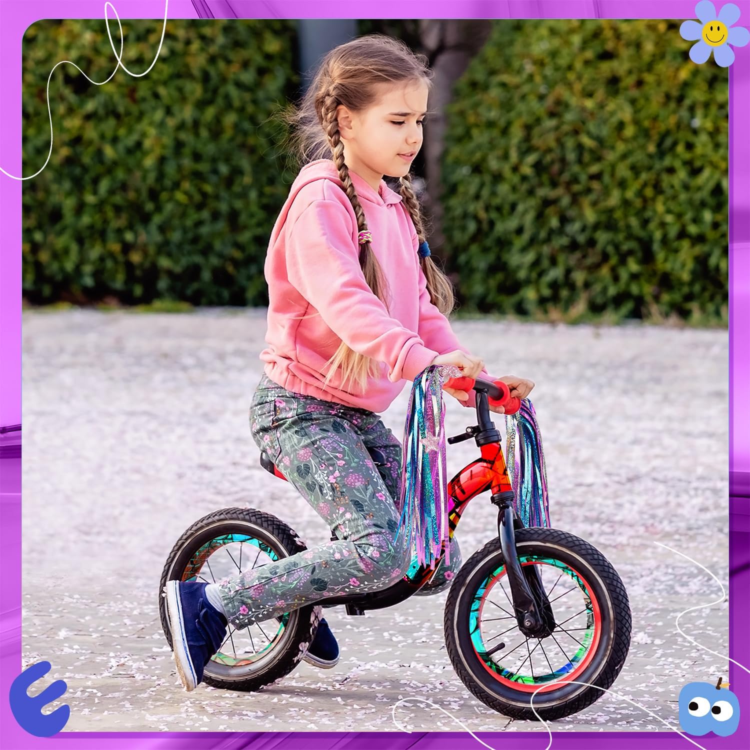 Bike Streamers Bike Tassels for Kids 1 Pair, Kids Bike Accessories Scooter Bicycle Tricycle Handlebar Streamers