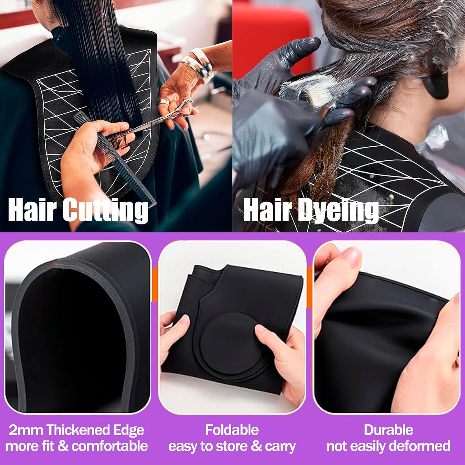 Barber Cape, Hair Cutting Collar, Waterproof Silicone Hair Dye Collar, Barber Stylist Hair Cutting Pad, Haircut Neck Wrap, Salon Mats for Hair Stylist