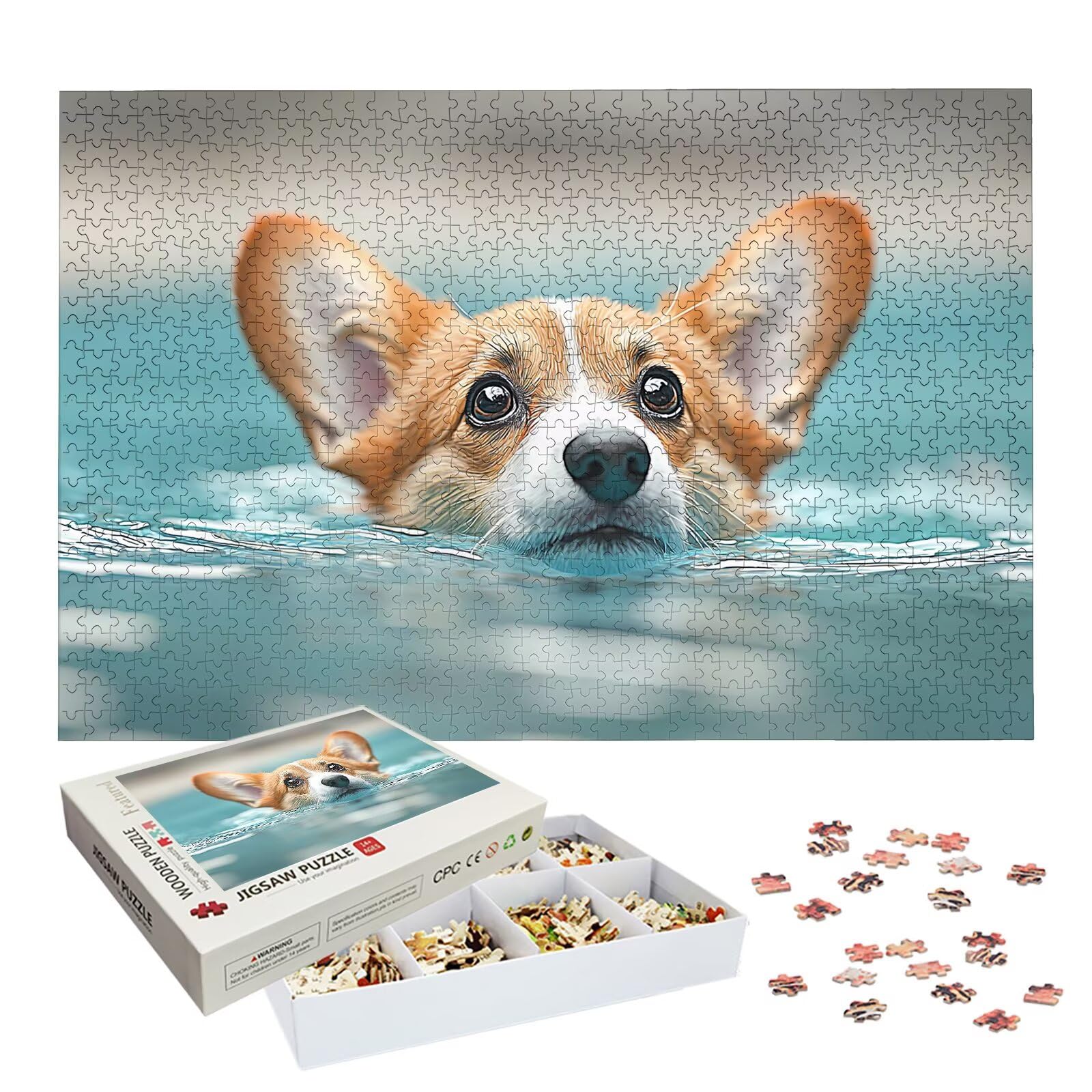 Puzzle 1500 sztuk psów, urocze puzzle 1500 sztuk sztuki dla dorosłych i dzieci, rozmiar: 87 x 57 cm, drewniane puzzle dla dorosłych z wykwintnym opakowaniem, pomysł na prezent dla kobiet, prezent dla