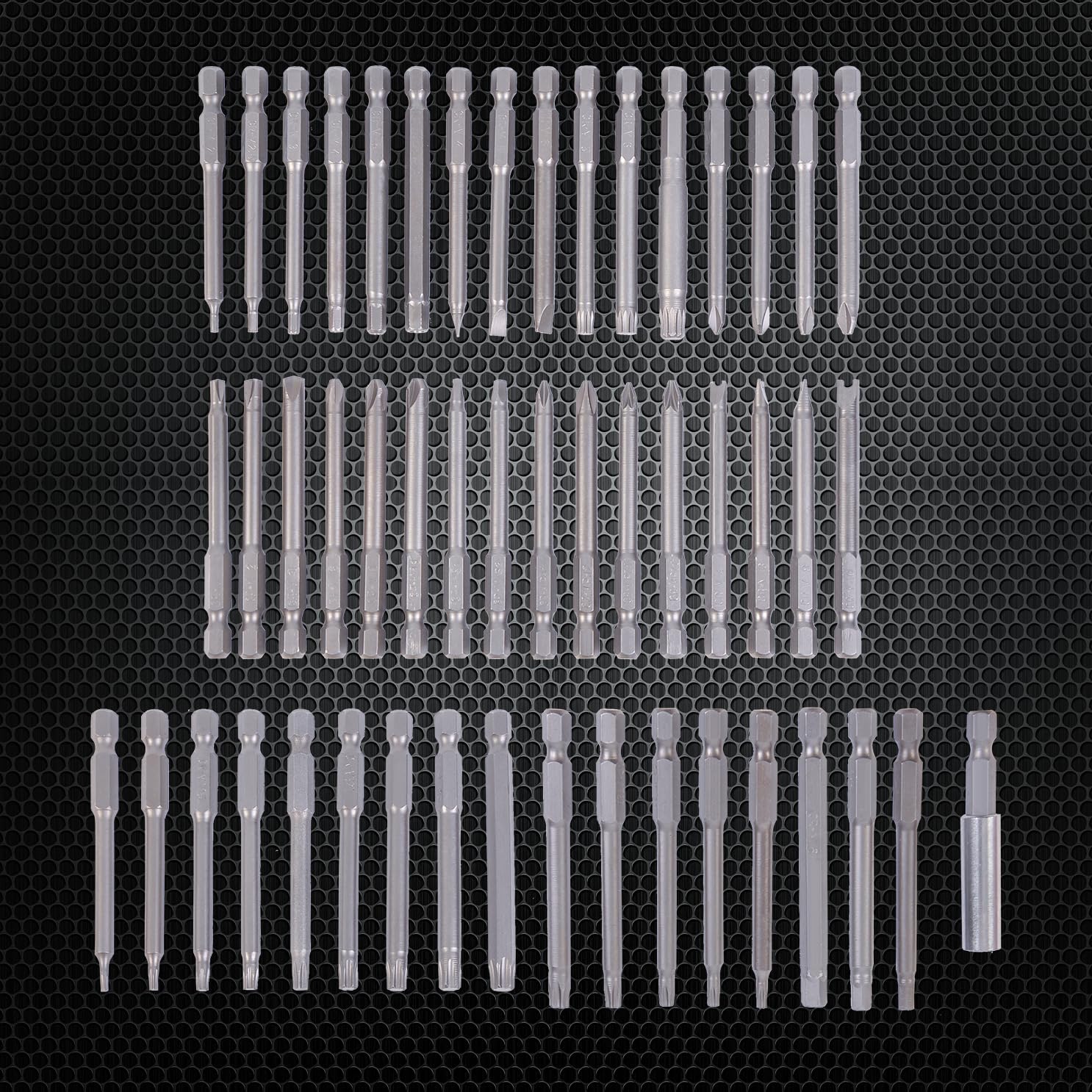 50PCS Screwdriver Bits Torx/PZ/PH/Flat Hex Spline Extra long Security