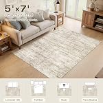 5x7 Area Rugs Living Room: Washable Non Slip Soft Abstract Beige Rugs for Bedroom Dining Deor, Low Pile Stain Resistant Indoor Carpet for Farmhouse Nursery Office Kid & Pet Friendly