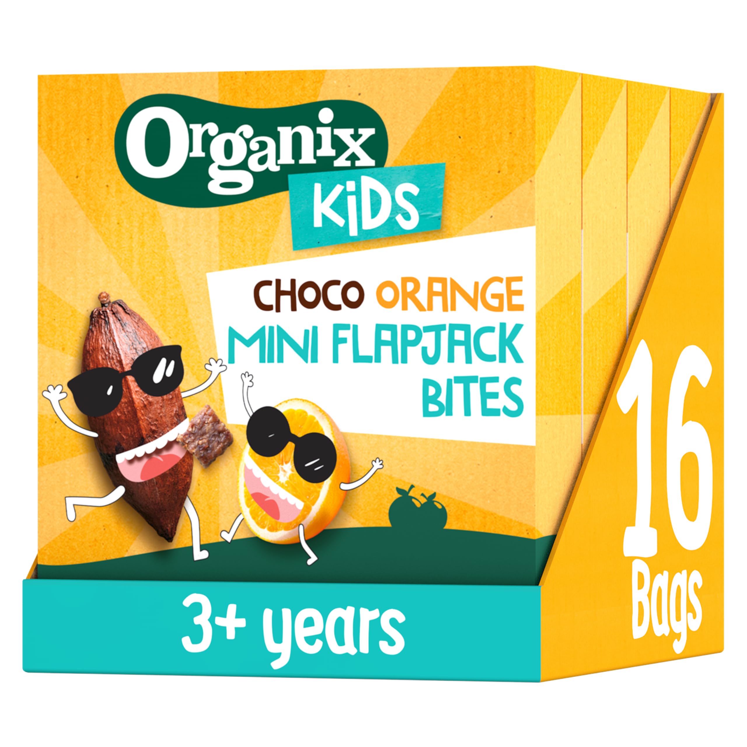 Organix KIDS Crazy Choco Orange Mini Flapjack Bites, 3+ Years, 4 x 23 g Bags Per Box (4 Boxes Total)EU OrganicSoil AssociationSoil AssociationSoil Association