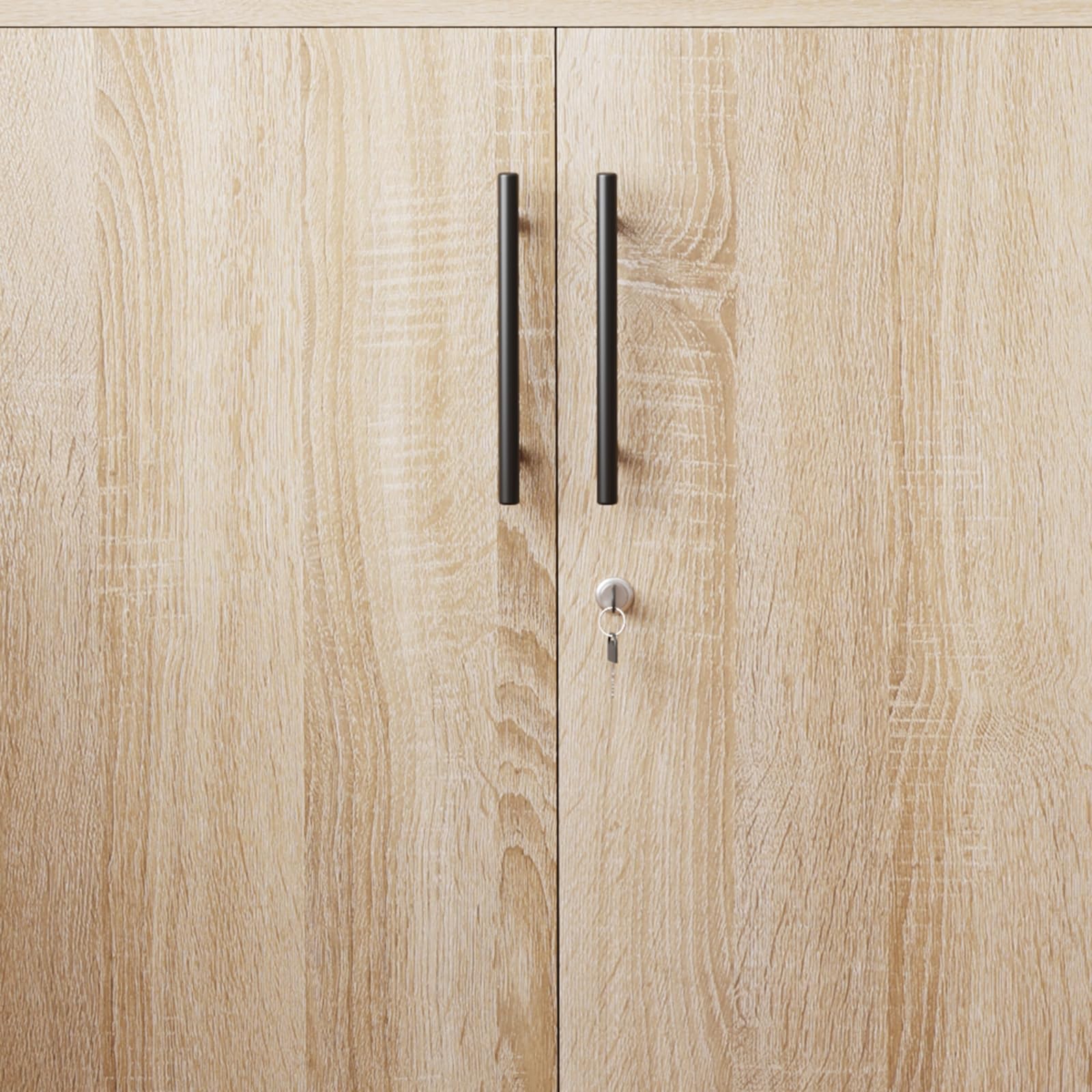 Armario de Almacenamiento de Oficina con Cerradura de 2 Puertas, archivador de Madera para el hogar, 2 estantes Ajustables, Unidad de Almacenamiento Corta (Roble Sonoma)