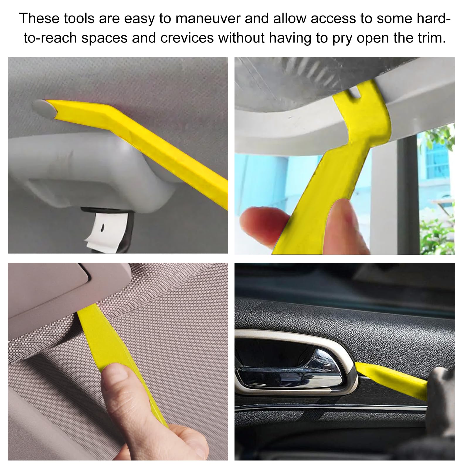Kewucn Lot de 5 outils de démontage de garnitures de voiture, sans rayures, kit d'outils de levier en plastique universel pour intérieur de voiture, convient pour installation audio de voiture, radio