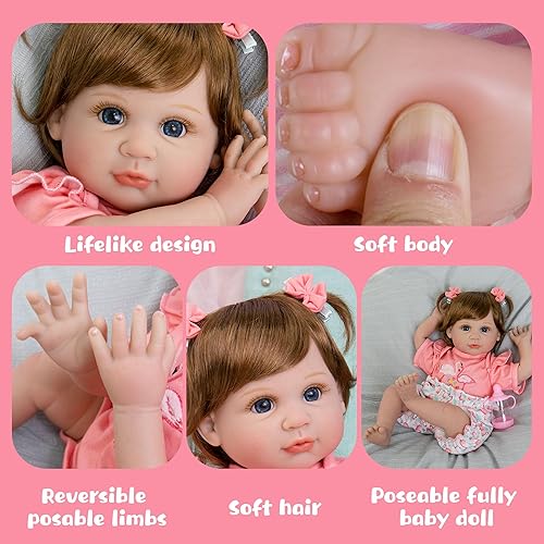 Miniatura 4 de Reborn Baby Doll - 22 Inch Realistic Baby Doll Boy, Lifelike Baby Doll, Soft Weighted Body Like Real Newborn Baby, Reborn Dolls with Jumping Frog
