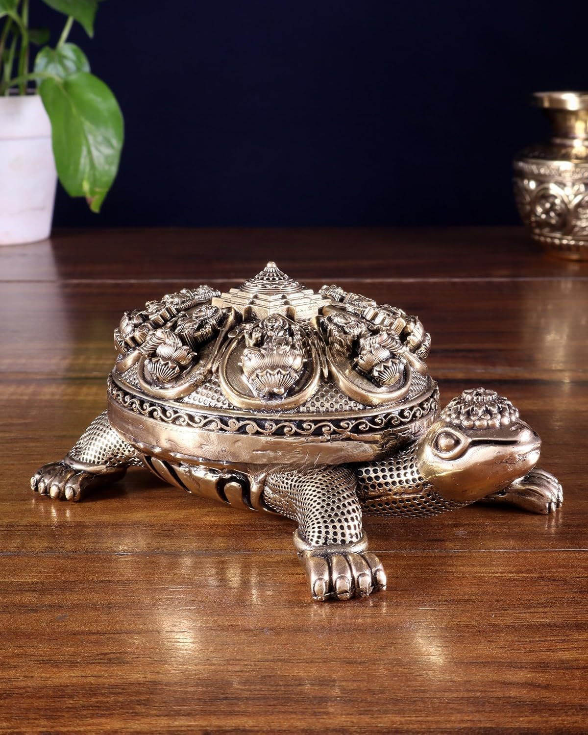 Tortue en laiton fait main UGRA de 16,5 cm, artisanat d'art Vastu