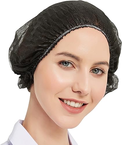 Miniatura 12 de ProtectX Paquete de 100 redes desechables negras para el cabello, cubierta elástica para la cabeza, gorras Bouffant, cubierta de cabeza