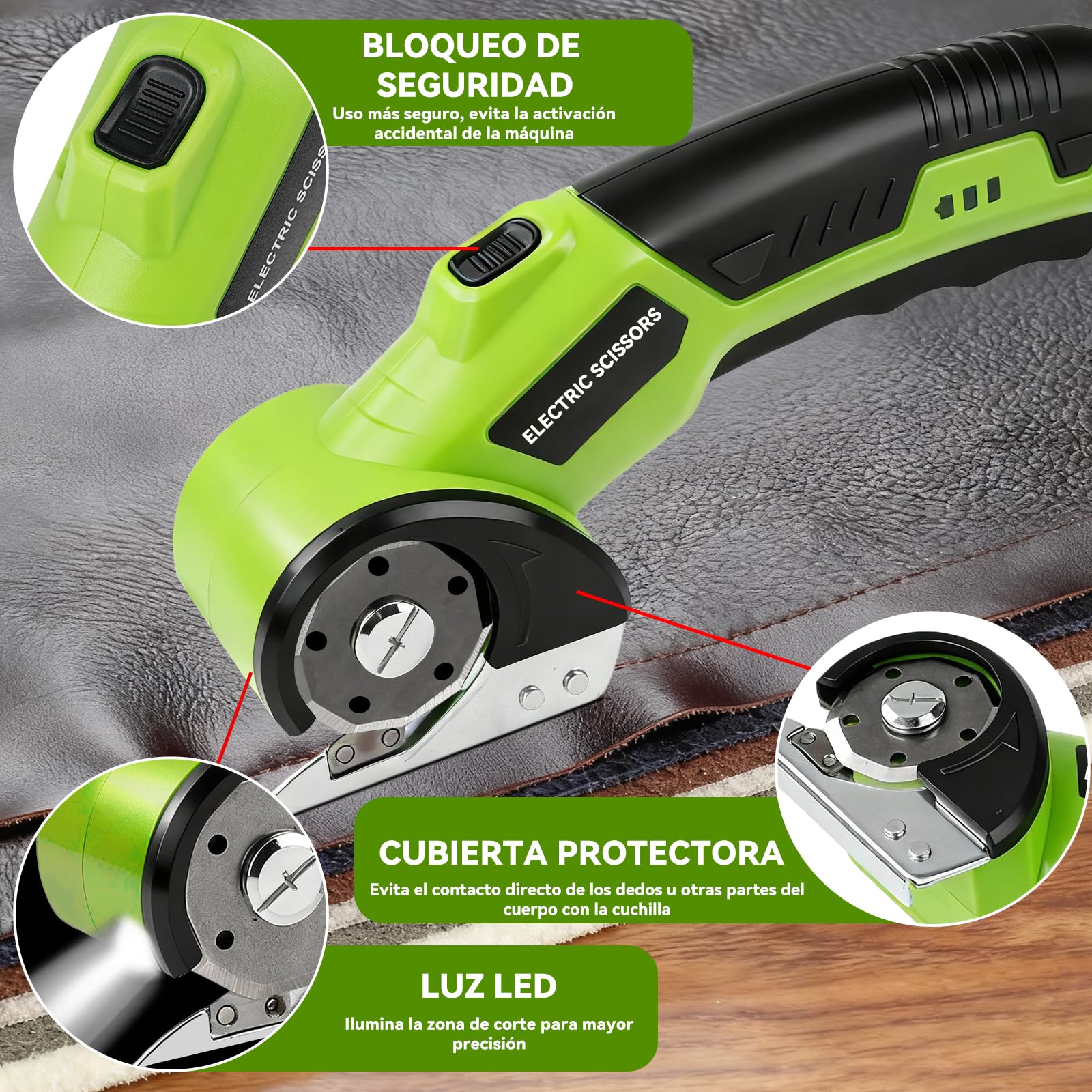 Tijeras Eléctricas Inalámbrico, 4,2 V Cortador de Cartón Recargable 2000mAh para Cuero Cartón