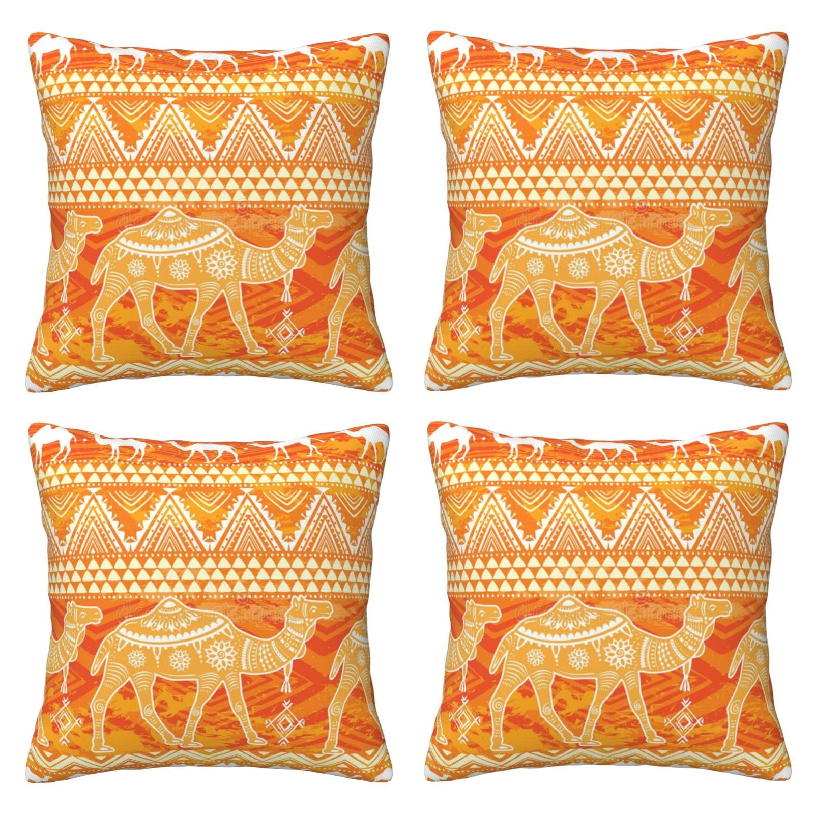 Amazon.co.jp: キャメル クッションカバー 45x45cm装飾枕カバー 4枚